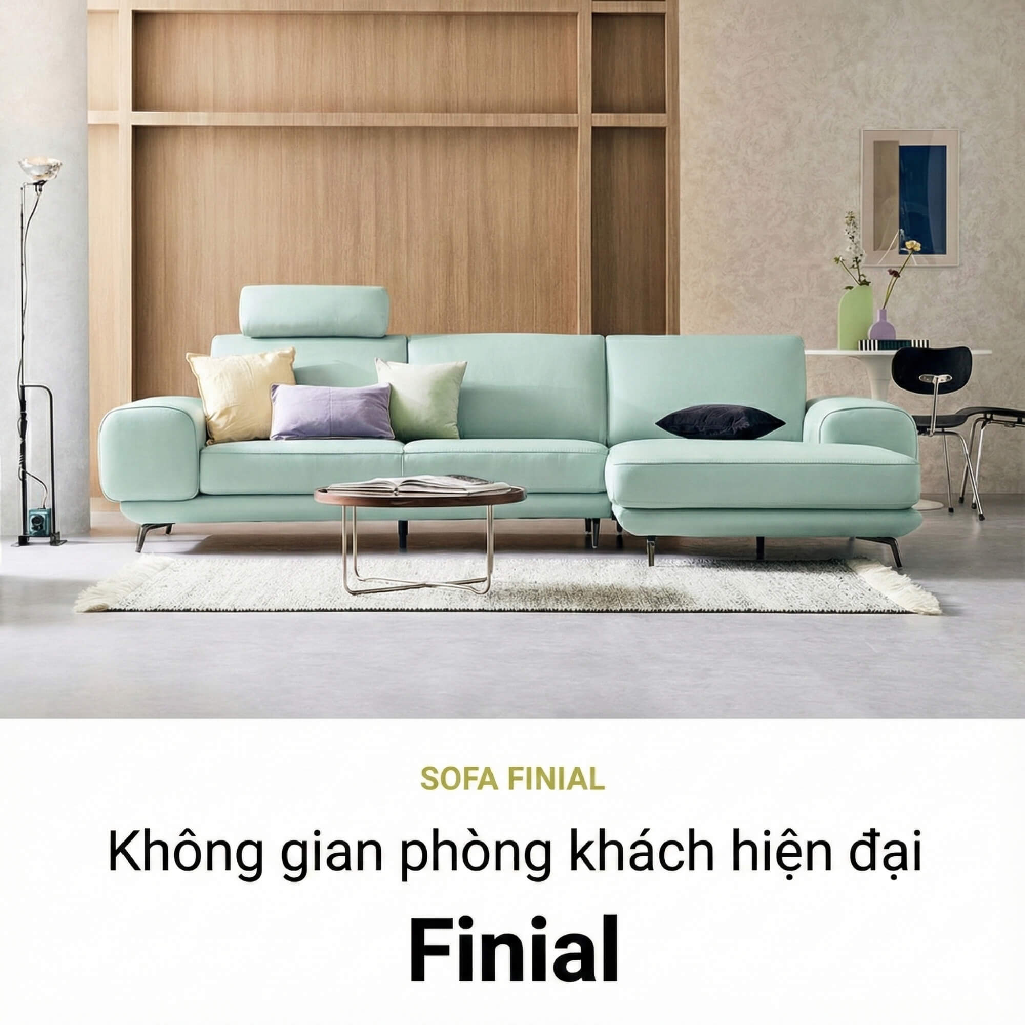 Sofa FINIAL - Sofa Bọc Da Lệch Góc Kiểu Dáng Bắc Âu Trang Nhã