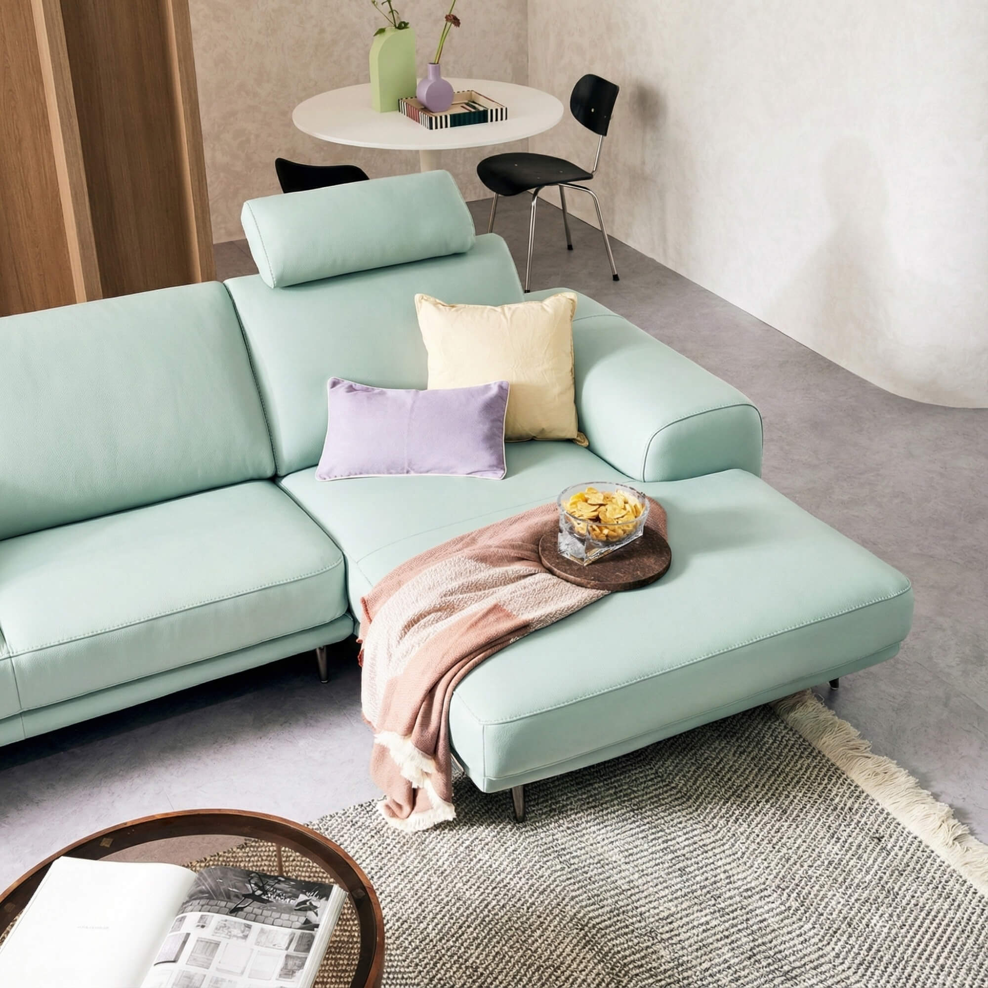 Sofa FINIAL - Sofa Bọc Da Lệch Góc Kiểu Dáng Bắc Âu Trang Nhã