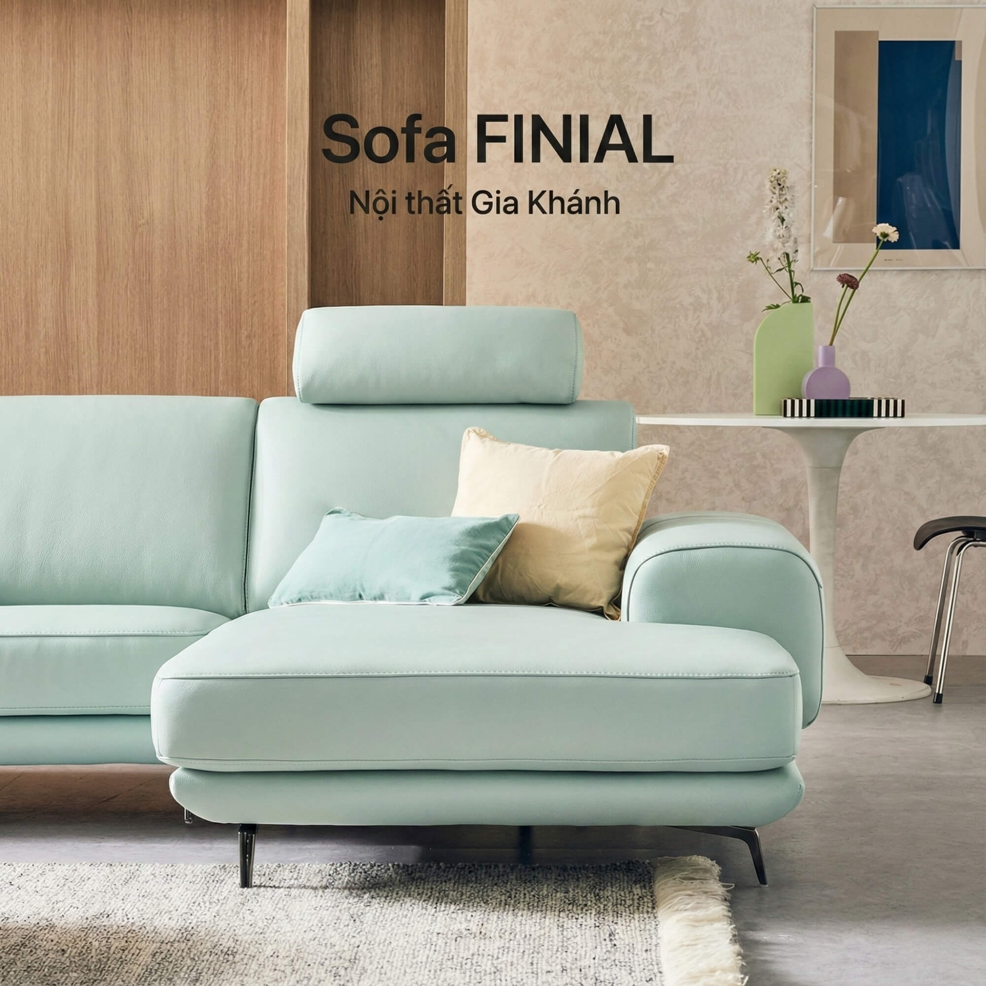 Sofa FINIAL - Sofa Bọc Da Lệch Góc Kiểu Dáng Bắc Âu Trang Nhã