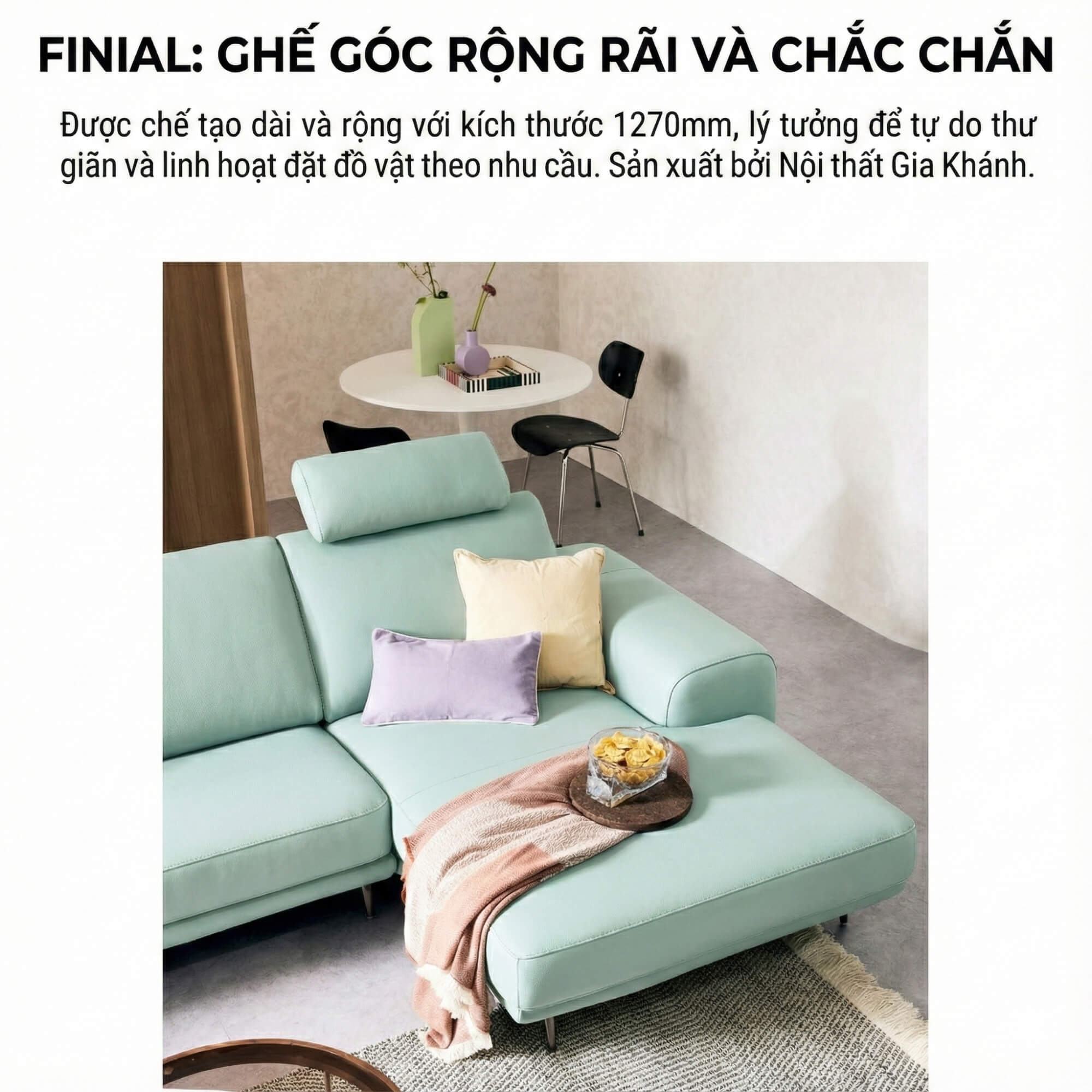 Sofa FINIAL - Sofa Bọc Da Lệch Góc Kiểu Dáng Bắc Âu Trang Nhã