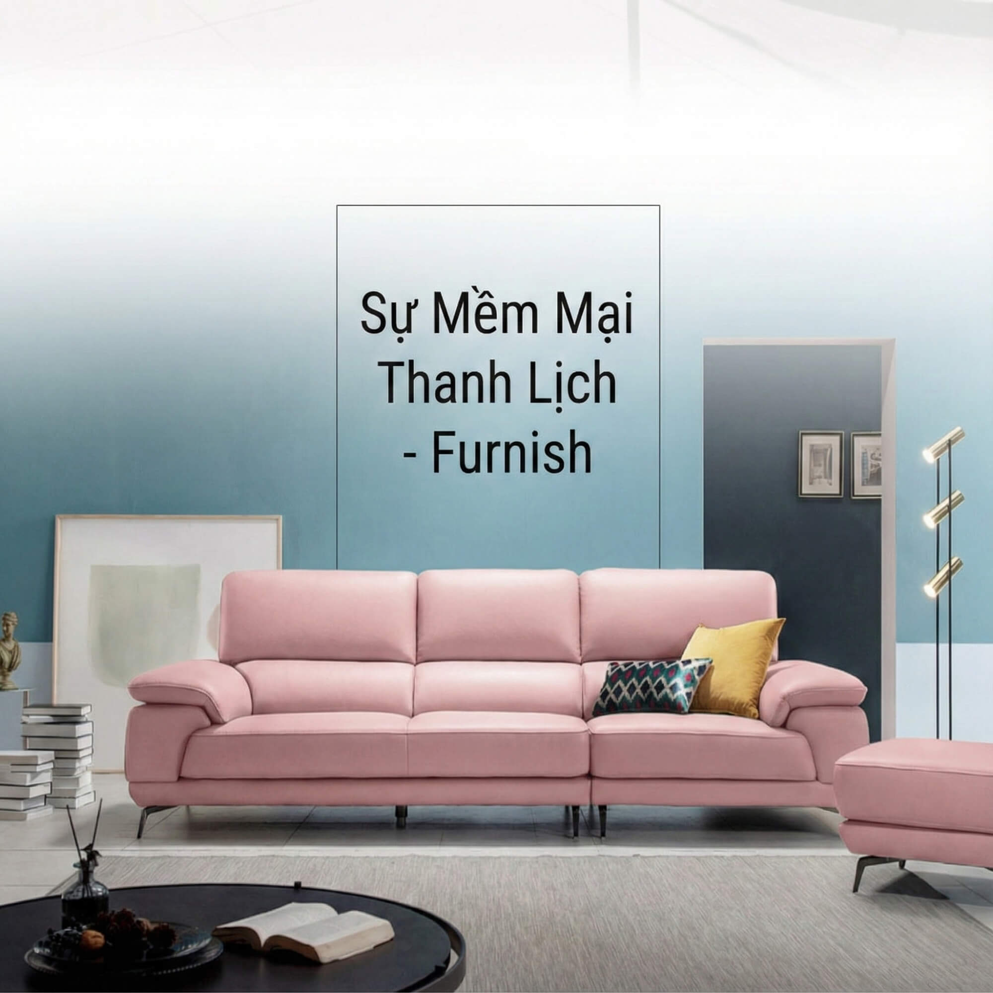 Sofa FURNISH - Sofa Băng Bọc Da Thiết Kế Tinh Tế Cho Phòng Khách Tối Giản