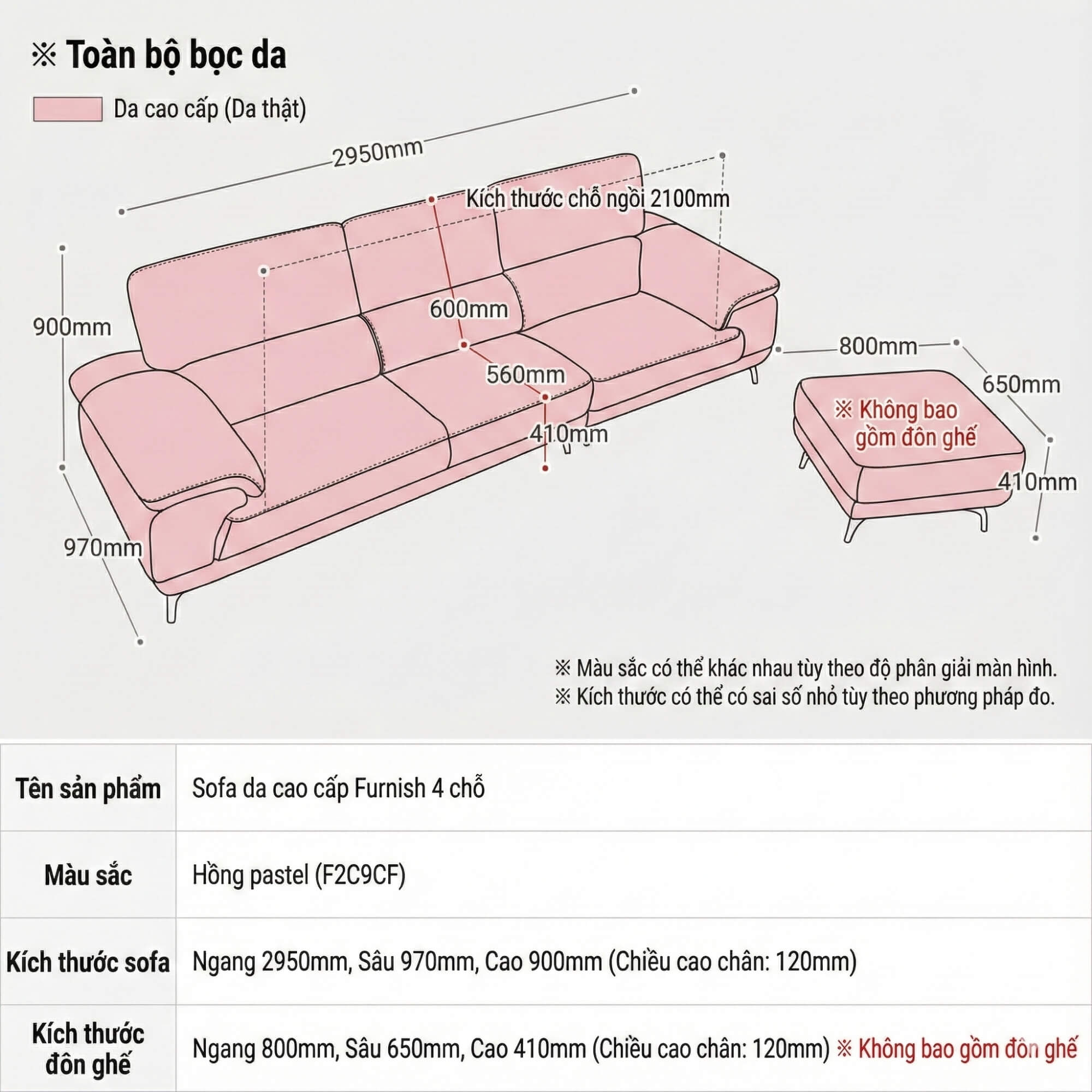 Sofa FURNISH - Sofa Băng Bọc Da Thiết Kế Tinh Tế Cho Phòng Khách Tối Giản