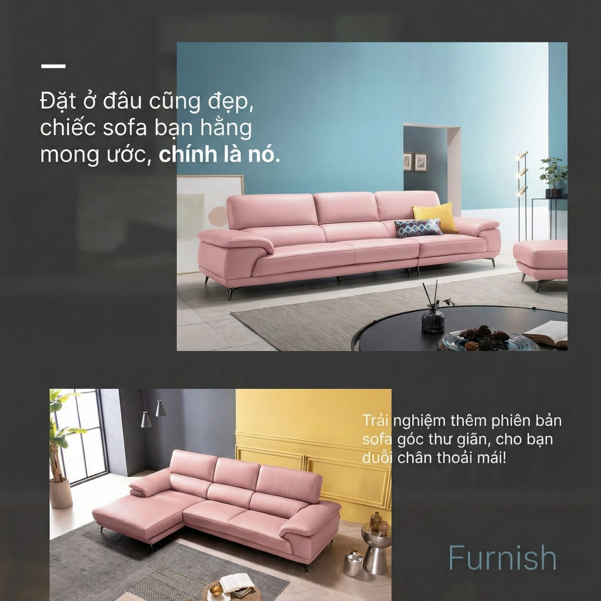 Sofa FURNISH - Sofa Băng Bọc Da Thiết Kế Tinh Tế Cho Phòng Khách Tối Giản