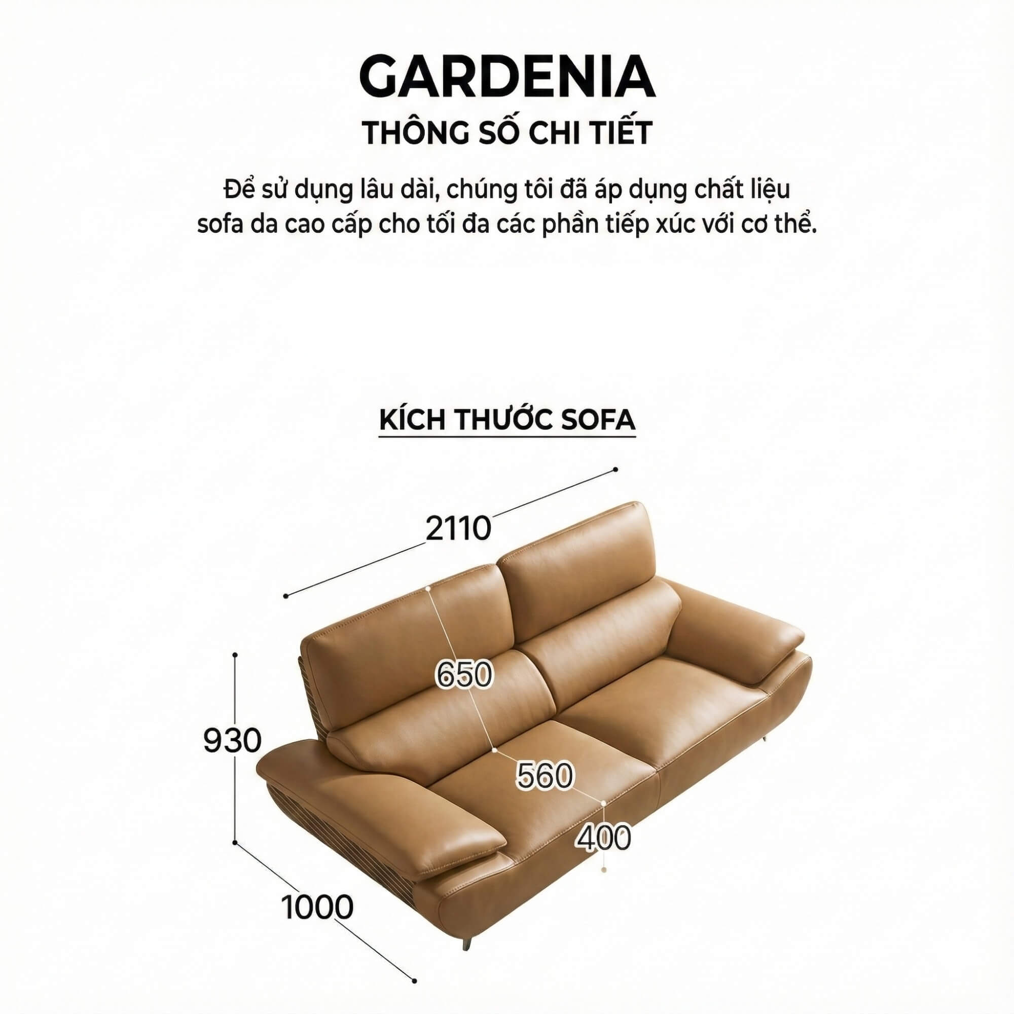 Sofa GARDENIA - Sofa Băng 2 Chỗ Nhỏ Gọn Cho Phòng Khách Mini 