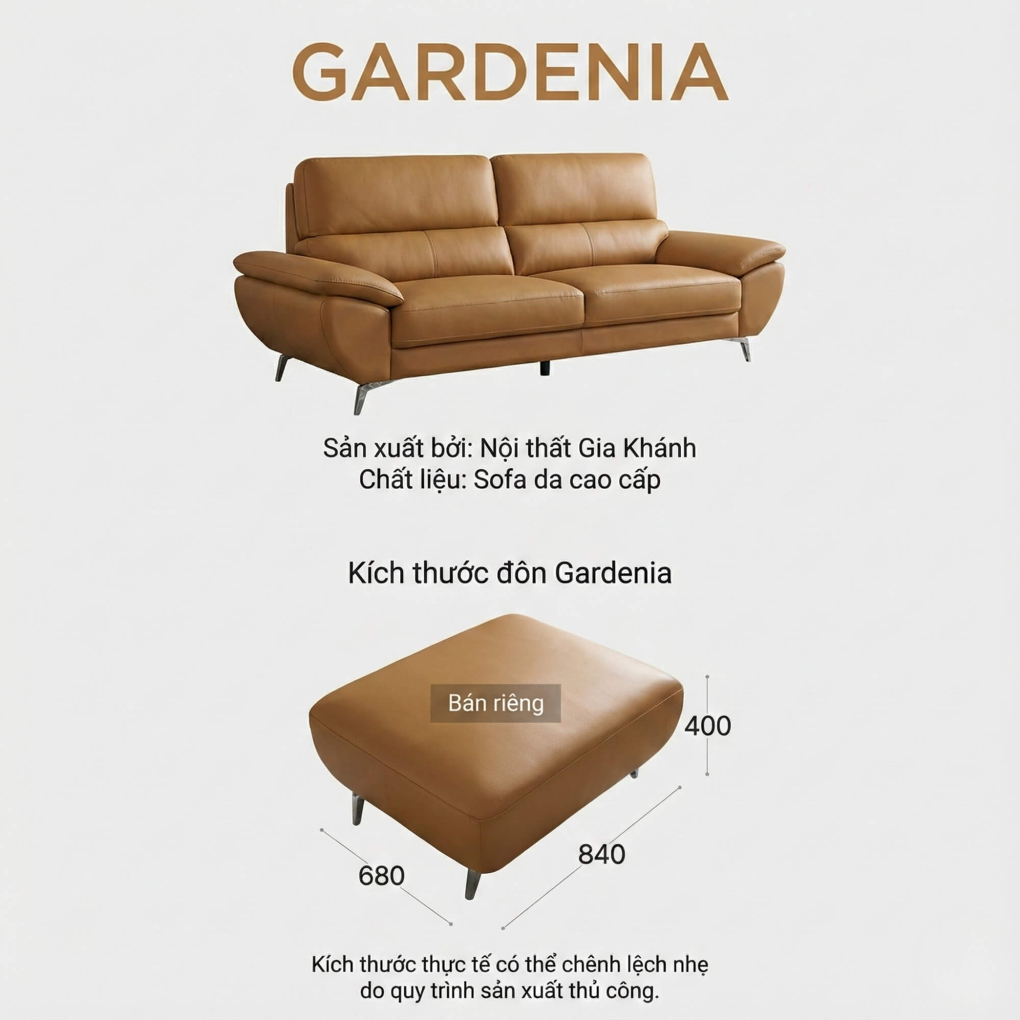 Sofa GARDENIA - Sofa Băng 2 Chỗ Nhỏ Gọn Cho Phòng Khách Mini 