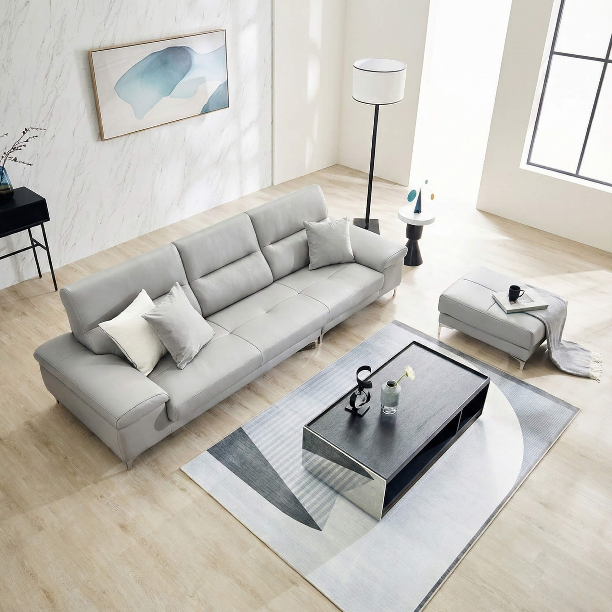 Sofa HOMYN - Sofa Băng Bắc Âu Bọc Da Cao Cấp Tối Giản