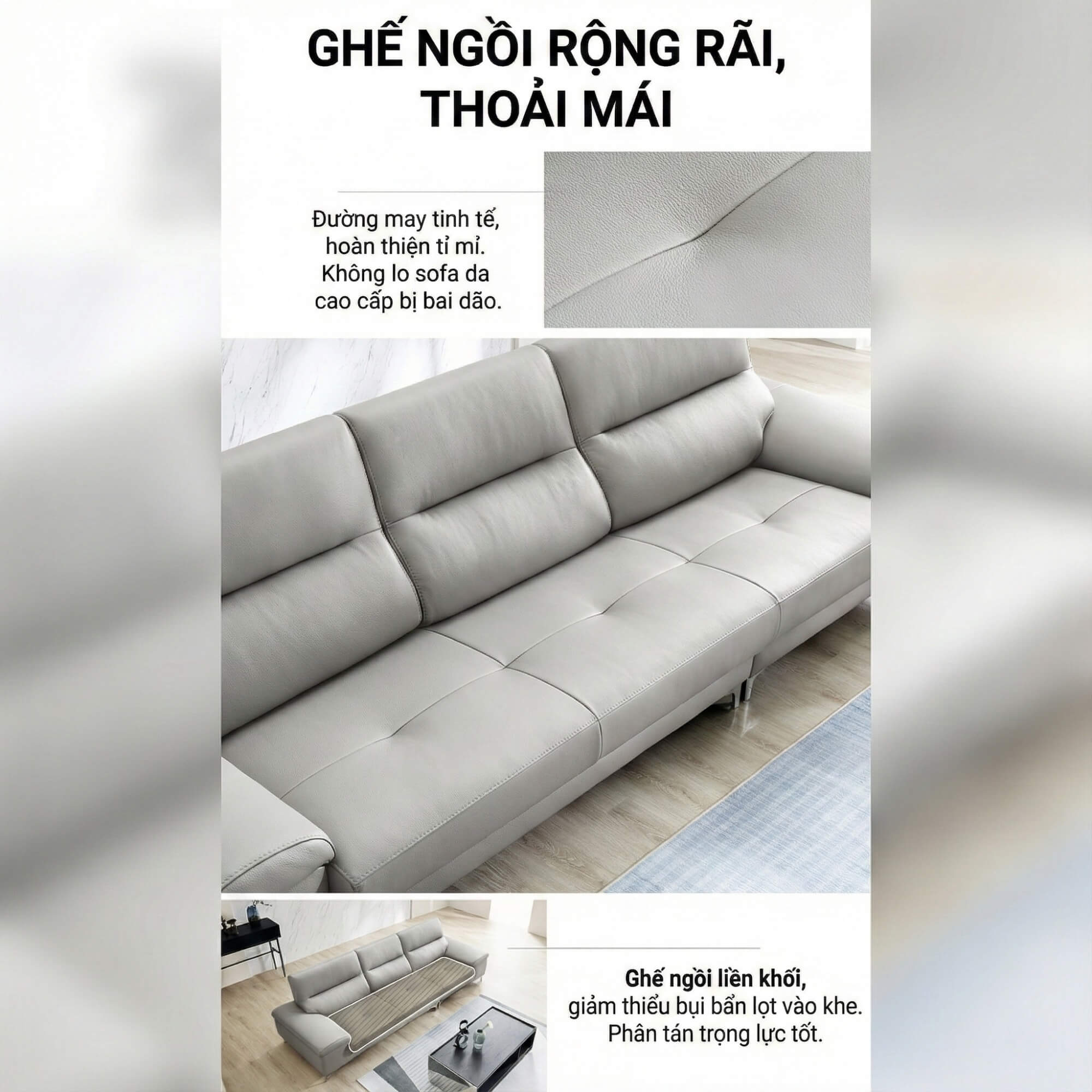 Sofa HOMYN - Sofa Băng Bắc Âu Bọc Da Cao Cấp Tối Giản