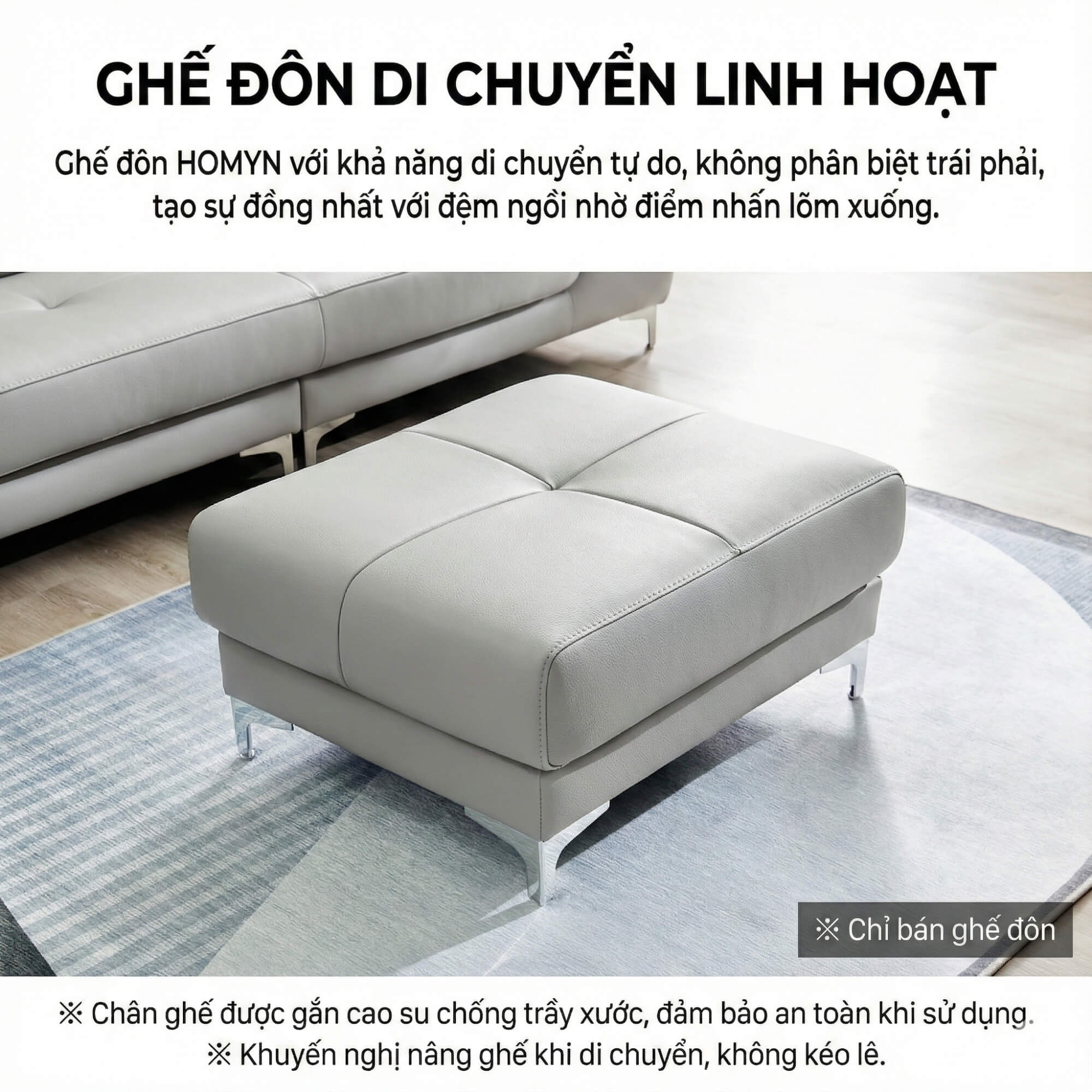Sofa HOMYN - Sofa Băng Bắc Âu Bọc Da Cao Cấp Tối Giản