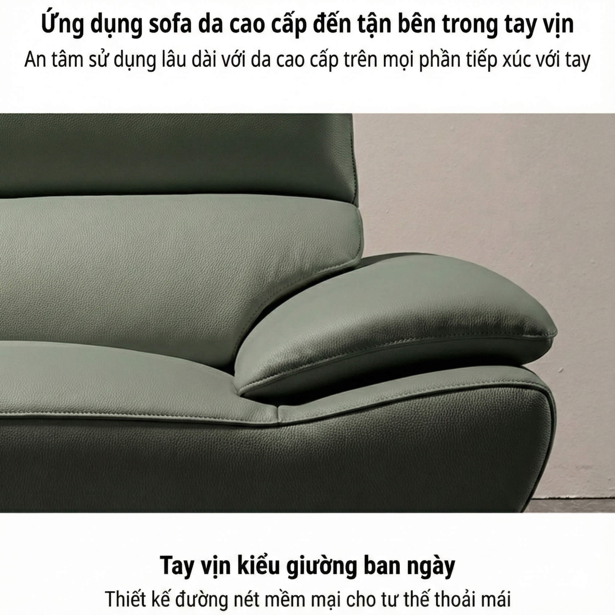 Sofa JASMINE - Sofa Da Phòng Khách Dáng Băng Dáng Thuyền Hoa Nở Rộ