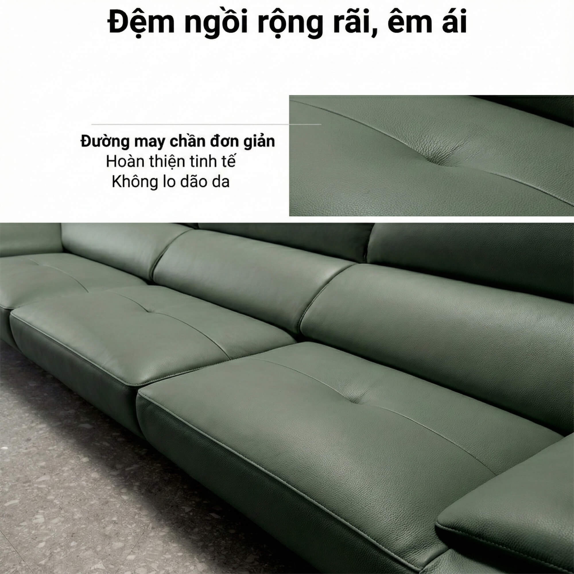 Sofa JASMINE - Sofa Da Phòng Khách Dáng Băng Dáng Thuyền Hoa Nở Rộ