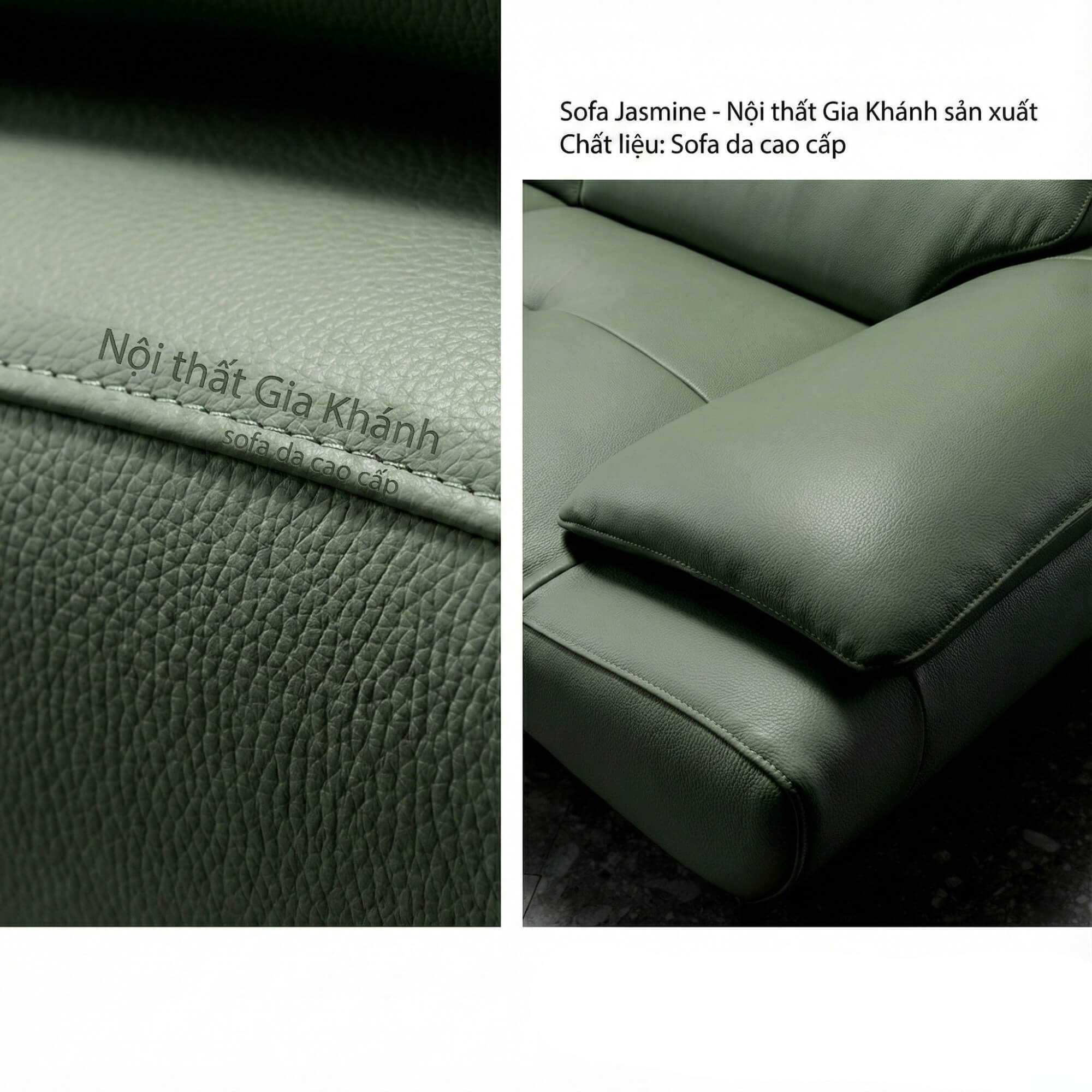 Sofa JASMINE - Sofa Da Phòng Khách Dáng Băng Dáng Thuyền Hoa Nở Rộ