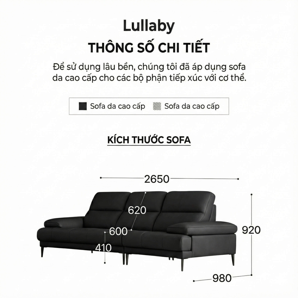 Sofa LULLABY - Sofa Băng Hiện Đại Thiết Kế Tay Bệt Nghỉ Ngơi