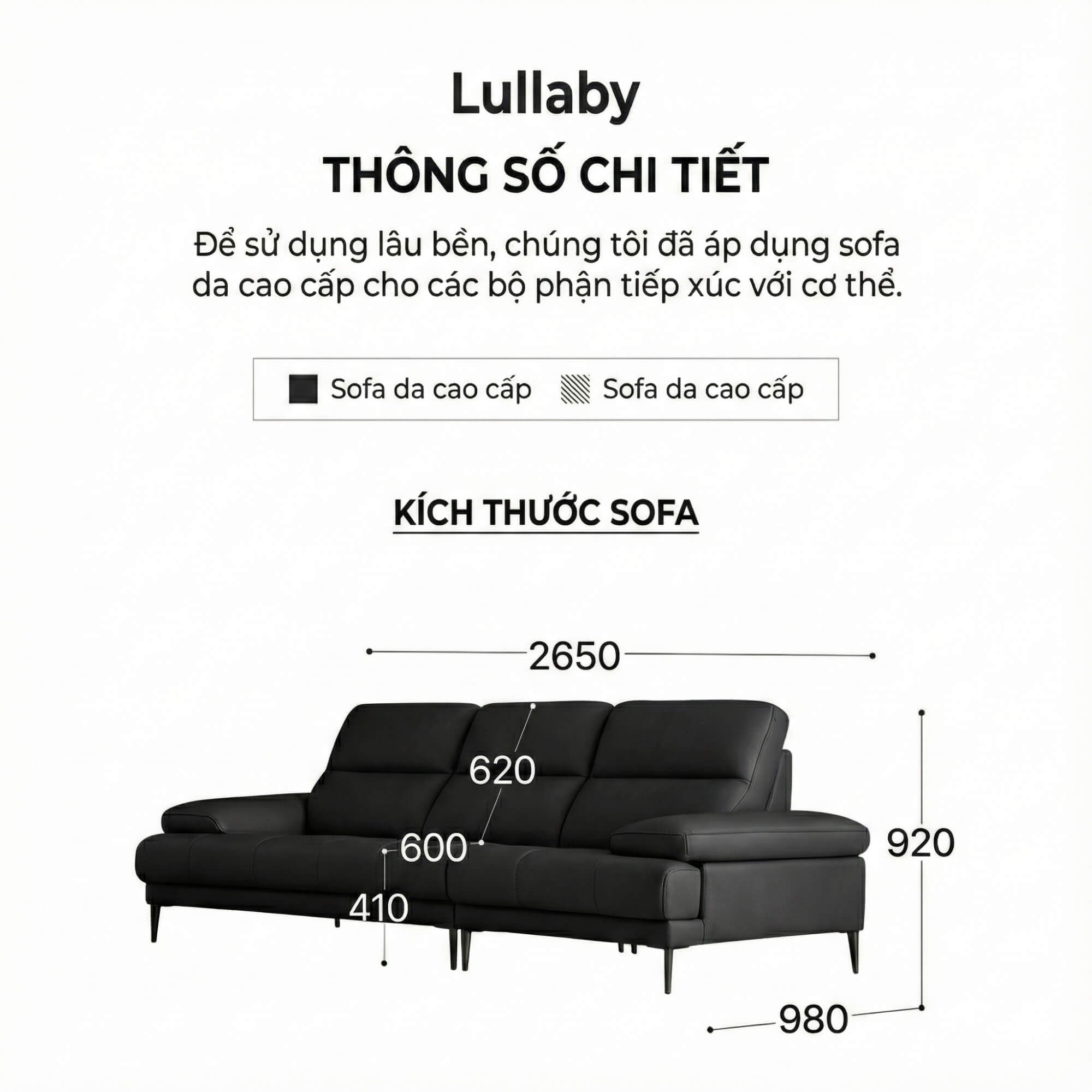 Sofa LULLABY - Sofa Băng Hiện Đại Thiết Kế Tay Bệt Nghỉ Ngơi 