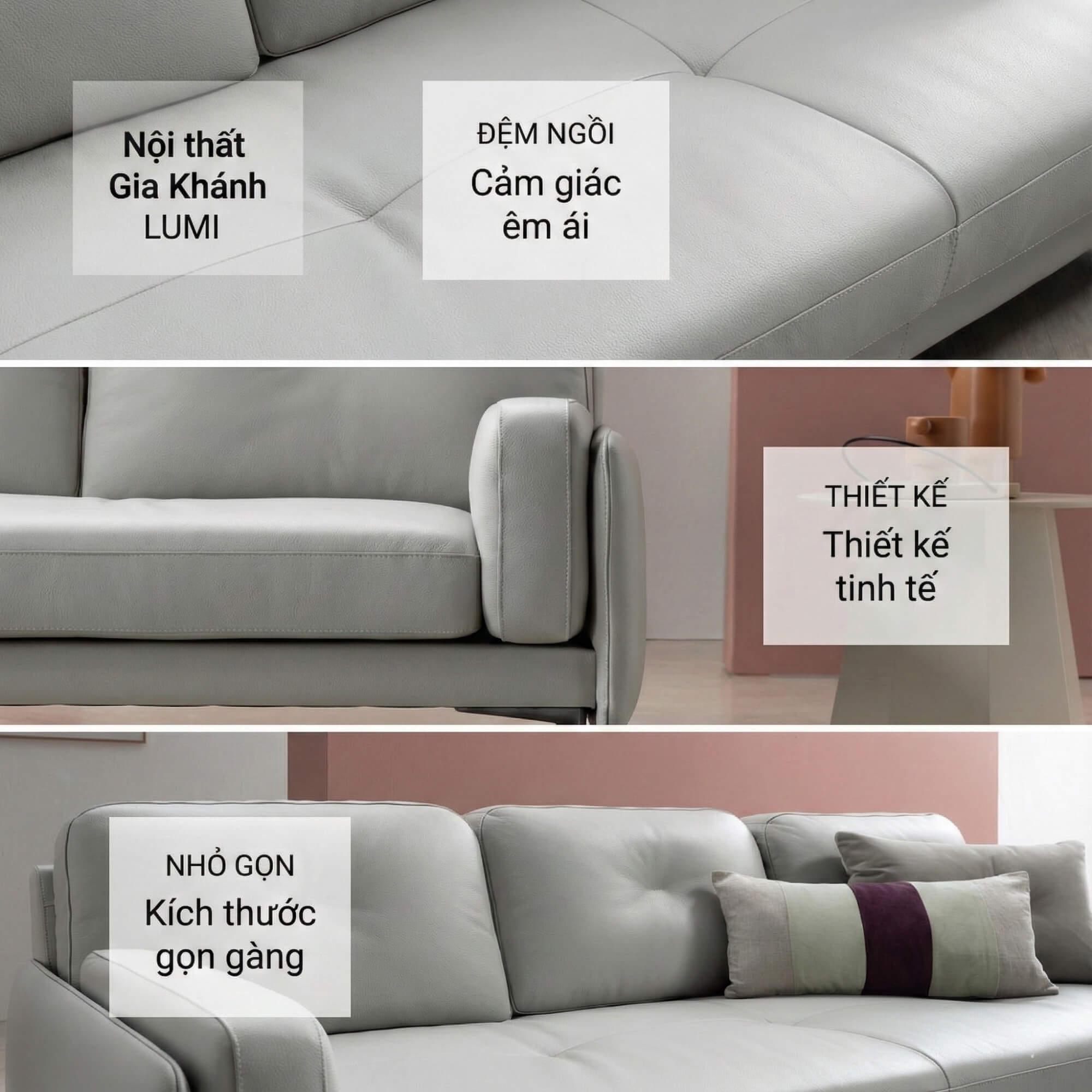 Sofa LUMI - Sofa Da Hiện Đại Thiết Kế Thanh Mảnh Cho Phòng Khách Tinh Tế