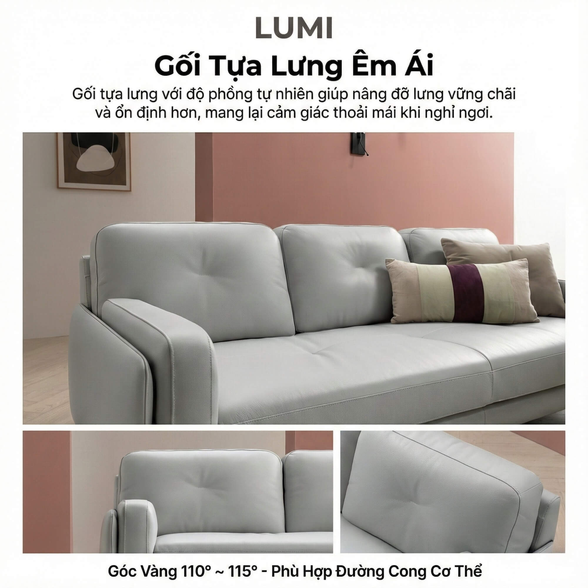 Sofa LUMI - Sofa Da Hiện Đại Thiết Kế Thanh Mảnh Cho Phòng Khách Tinh Tế