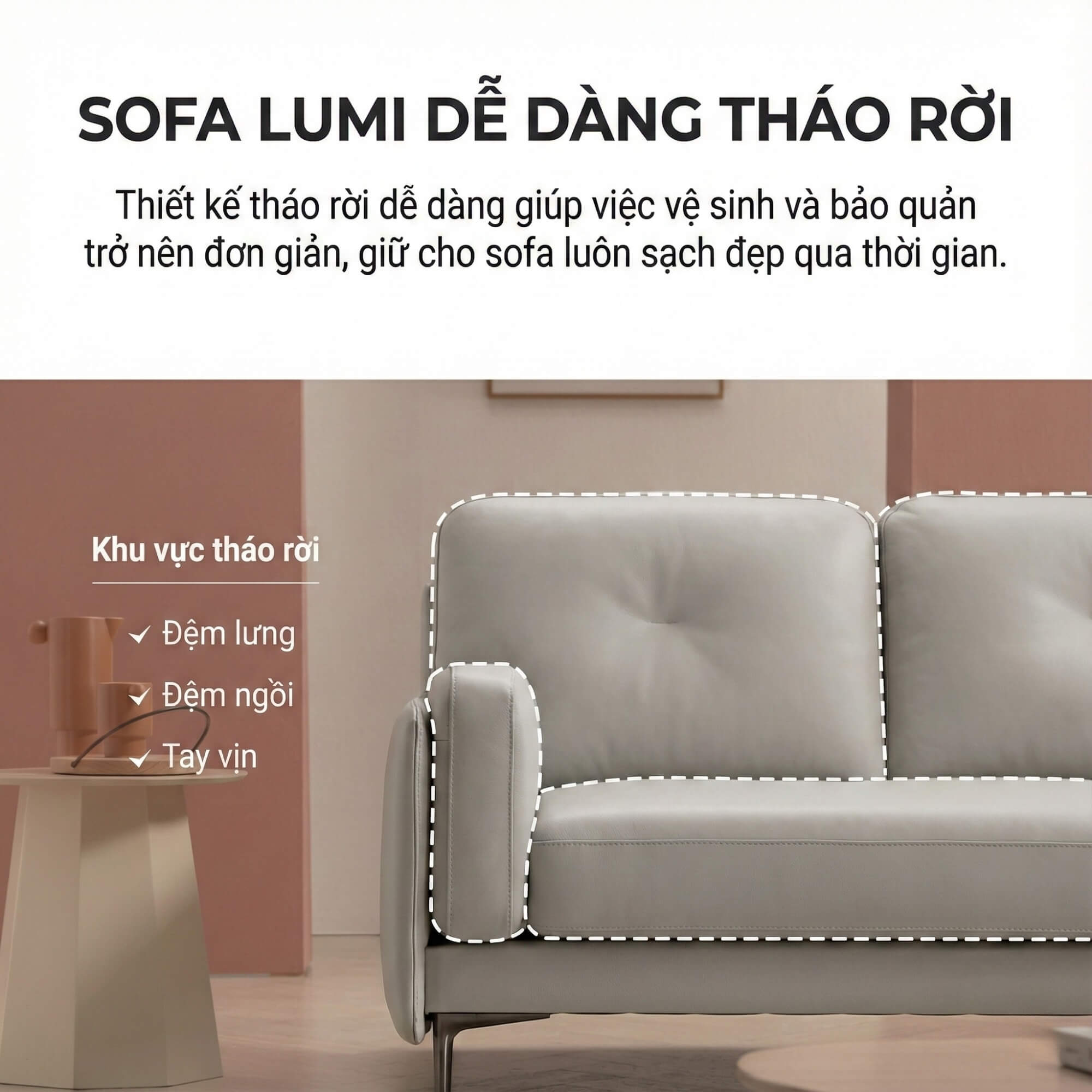 Sofa LUMI - Sofa Da Hiện Đại Thiết Kế Thanh Mảnh Cho Phòng Khách Tinh Tế