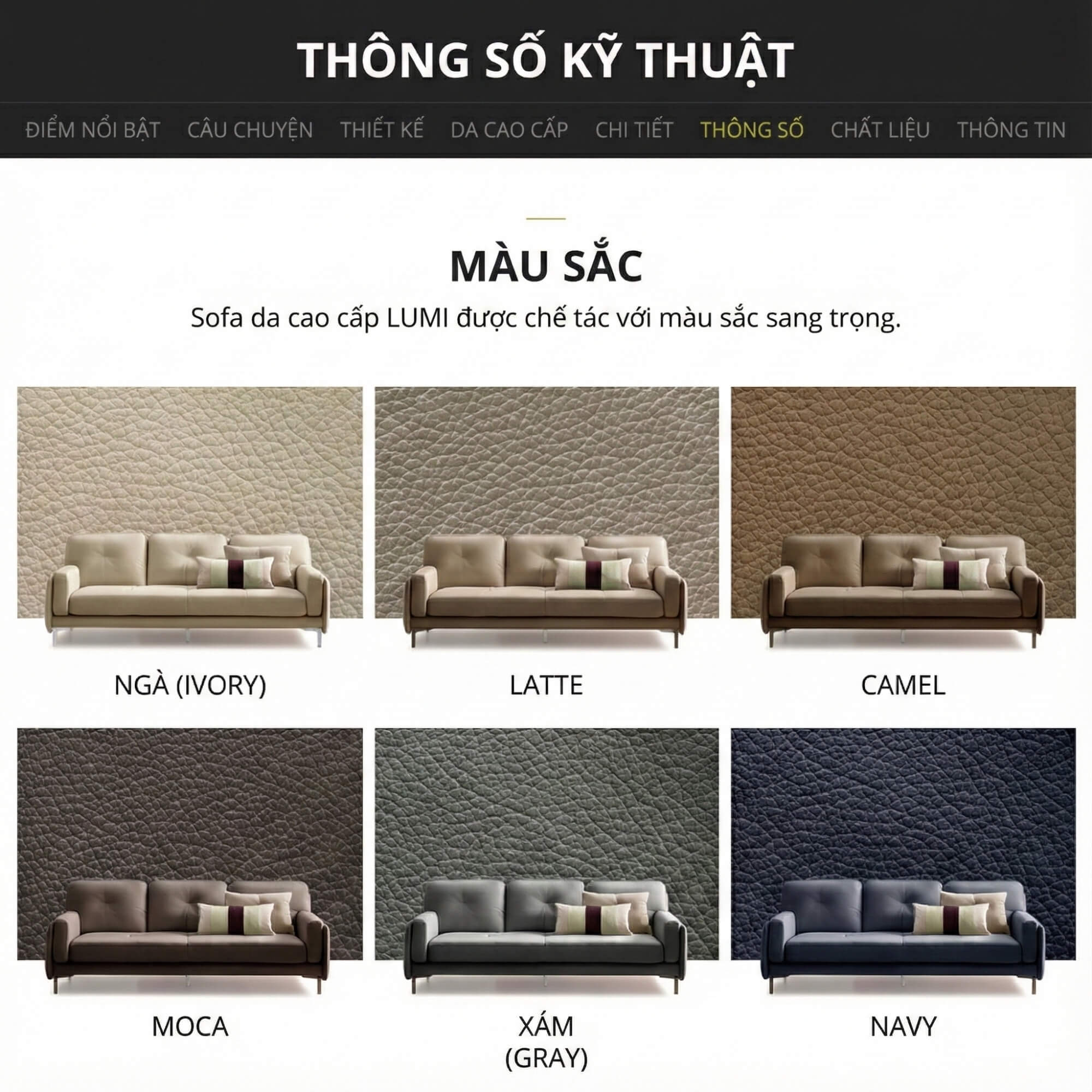 Sofa LUMI - Sofa Da Hiện Đại Thiết Kế Thanh Mảnh Cho Phòng Khách Tinh Tế