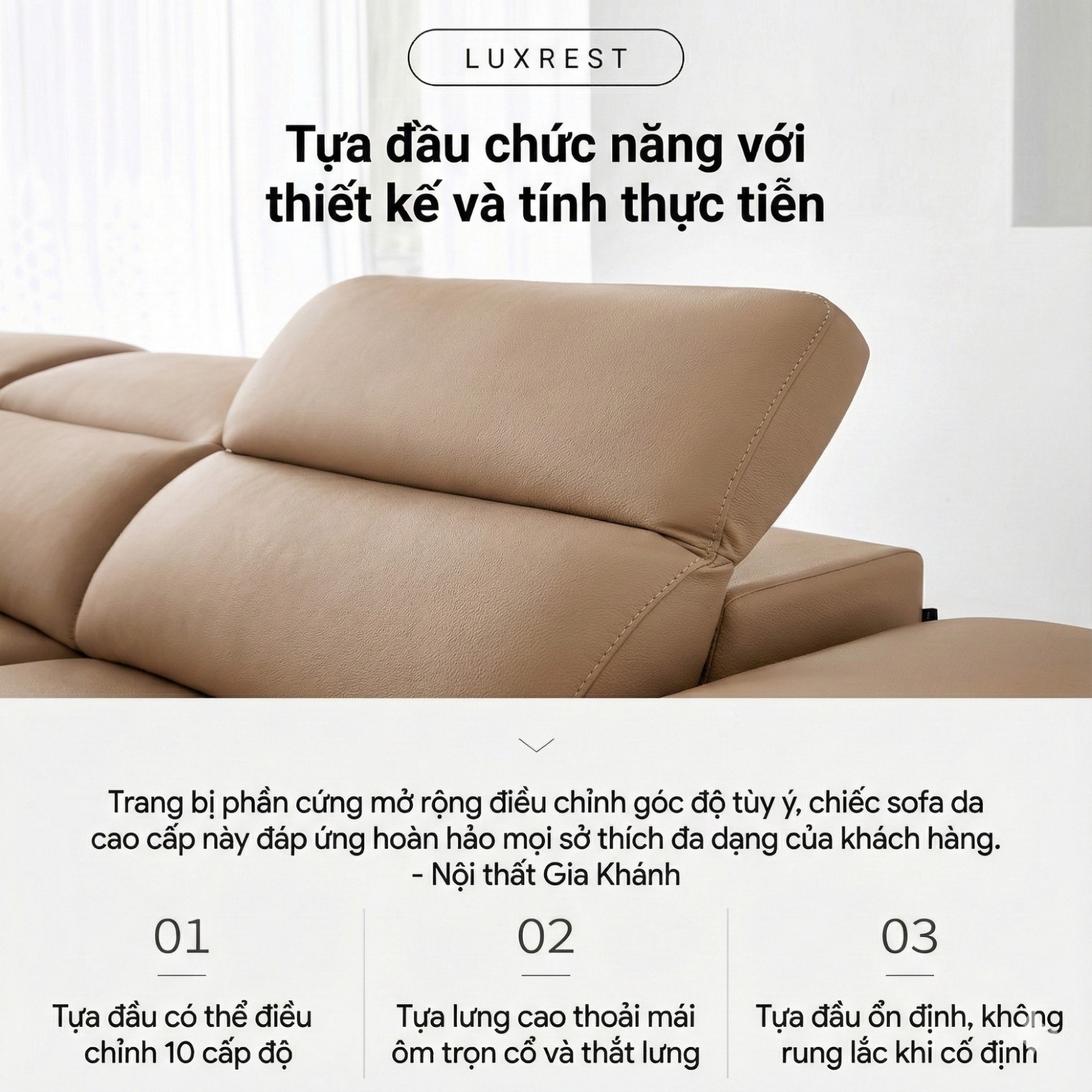 Sofa LUXREST – Sofa Da Dáng Văng Nghỉ Ngơi Êm Ái Cho Không Gian Sống Hiện Đại