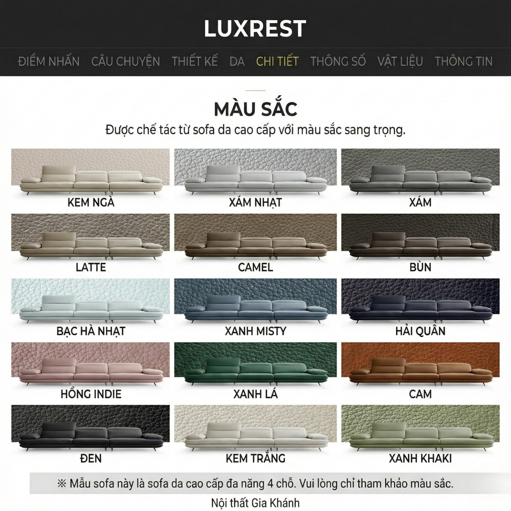 Sofa LUXREST – Sofa Da Dáng Văng Nghỉ Ngơi Êm Ái Cho Không Gian Sống Hiện Đại
