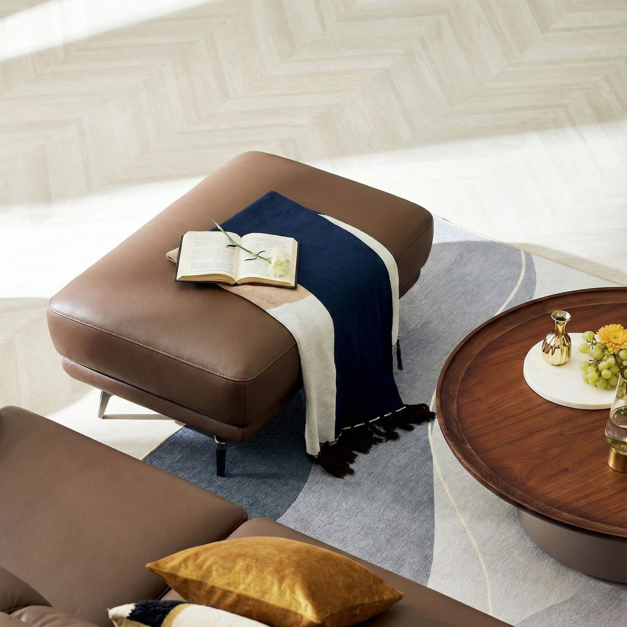 Sofa MELLARO - Sofa Da Dáng Băng 3 Chỗ Tựa Đầu Thông Minh Sang Trọng