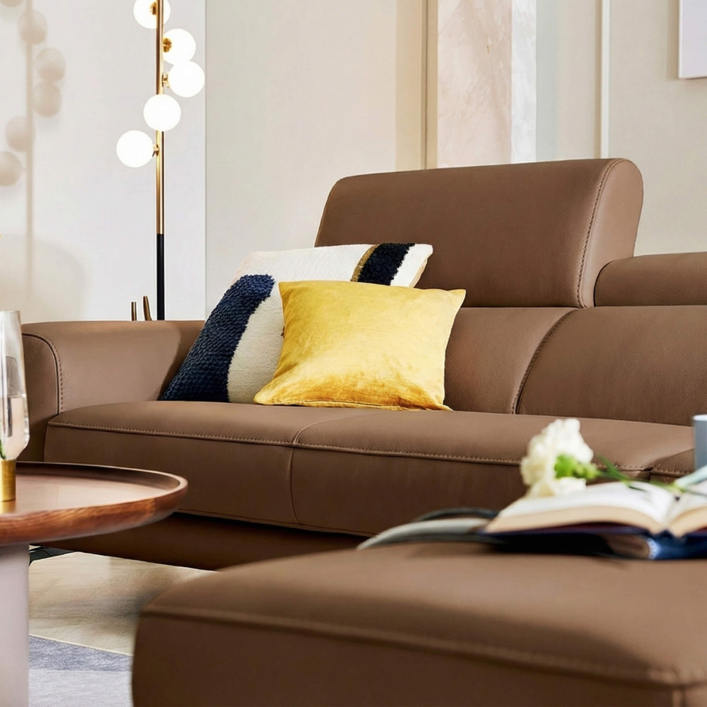 Sofa MELLARO - Sofa Da Dáng Băng 3 Chỗ Tựa Đầu Thông Minh Sang Trọng