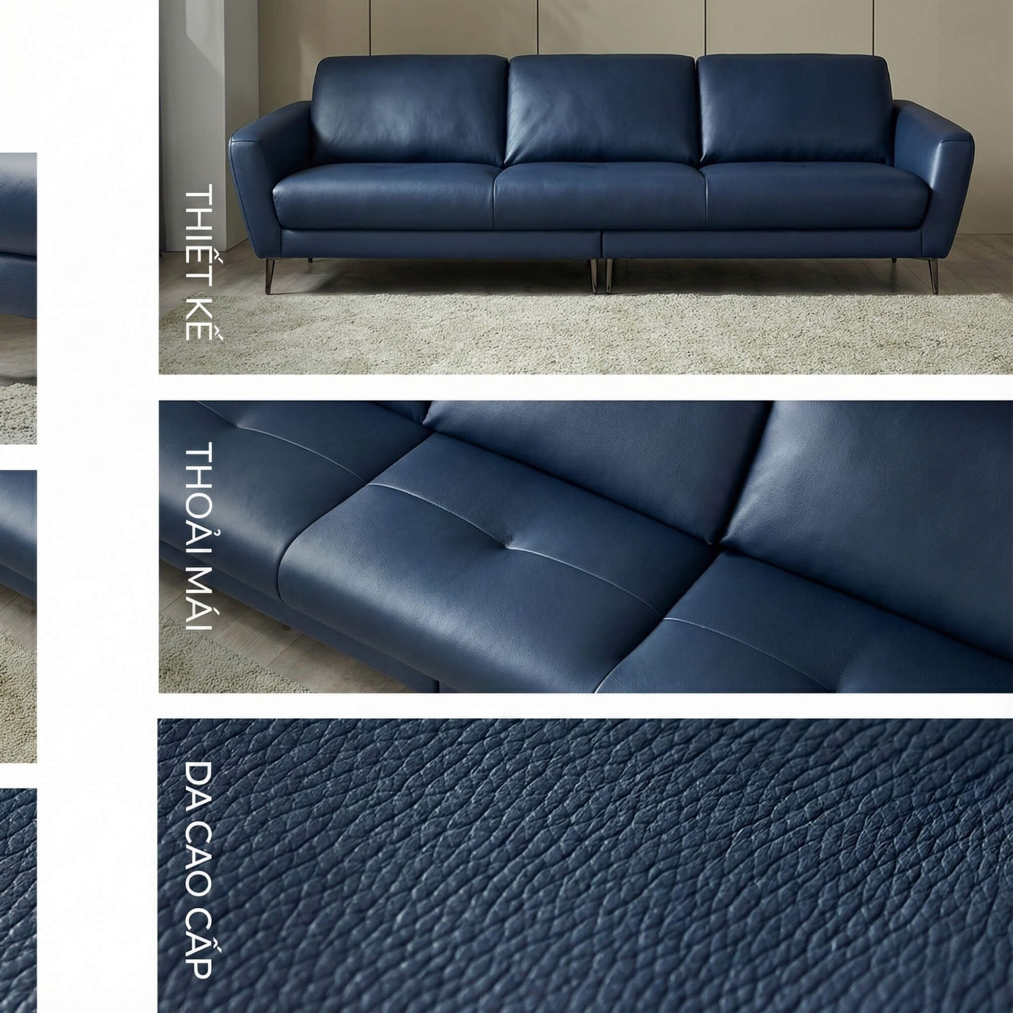 Sofa MELLOWAY - Sofa Băng Bọc Da Sang Trọng Cho Phòng Khách Hiện Đại
