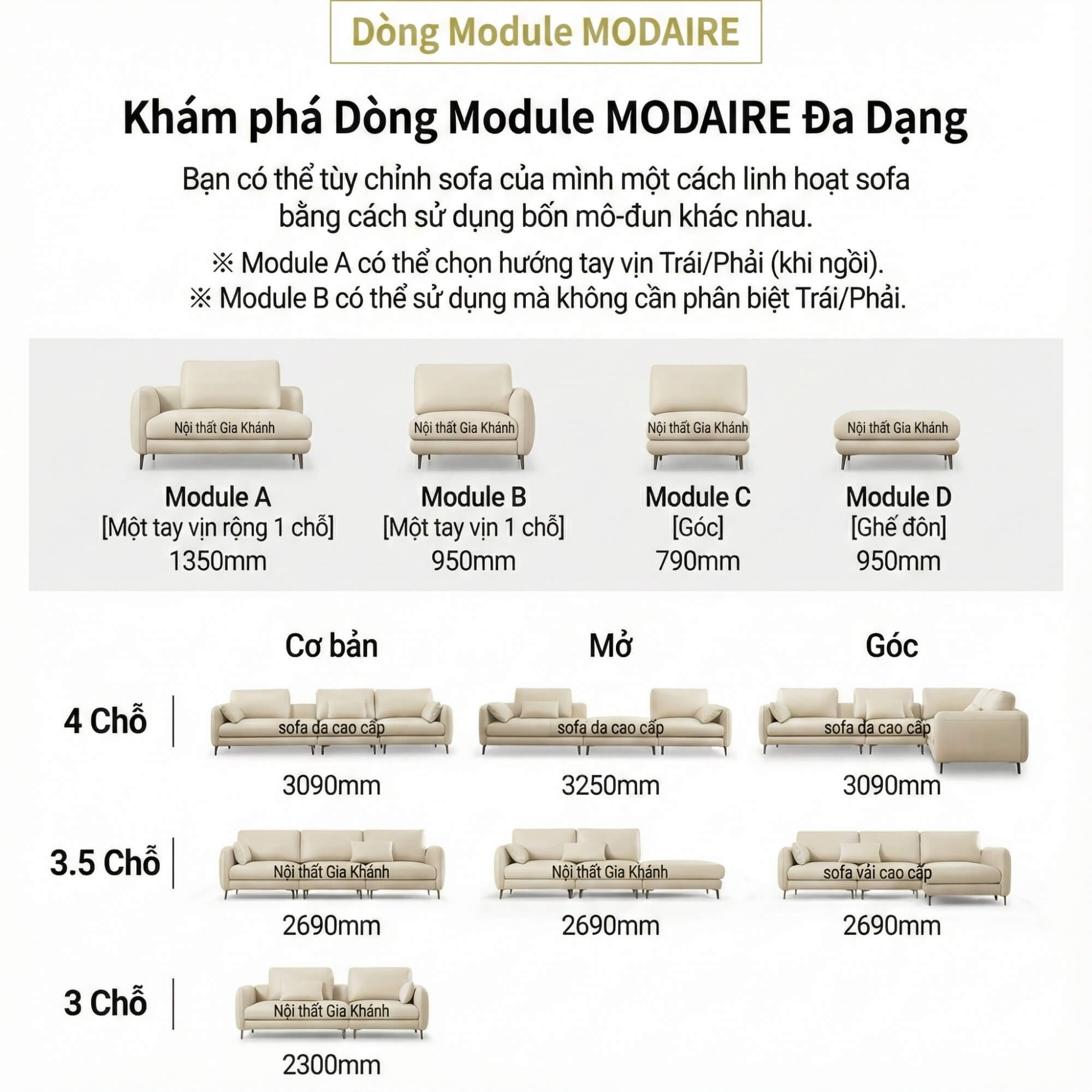 Sofa MODAIRE - Sofa Da Cao Cấp Dạng Mô-đun Linh Hoạt Hiện Đại