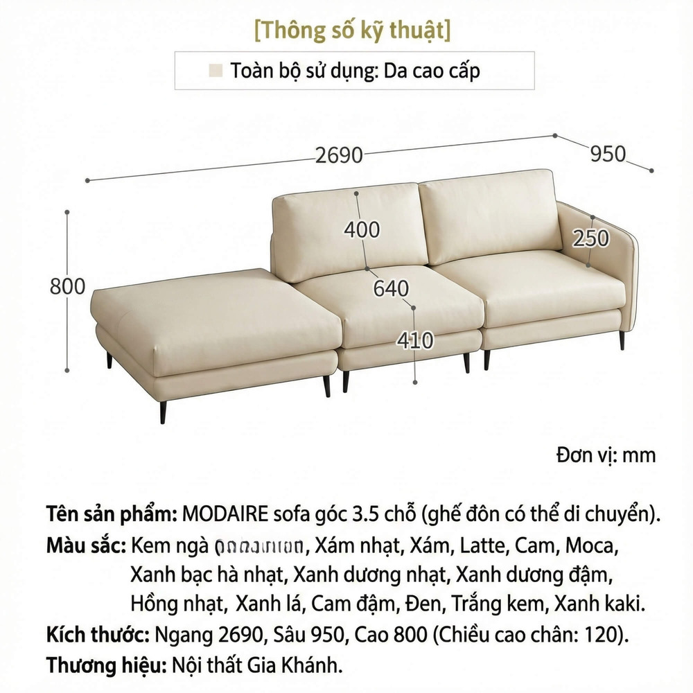 Sofa MODAIRE - Sofa Da Cao Cấp Dạng Mô-đun Linh Hoạt Hiện Đại