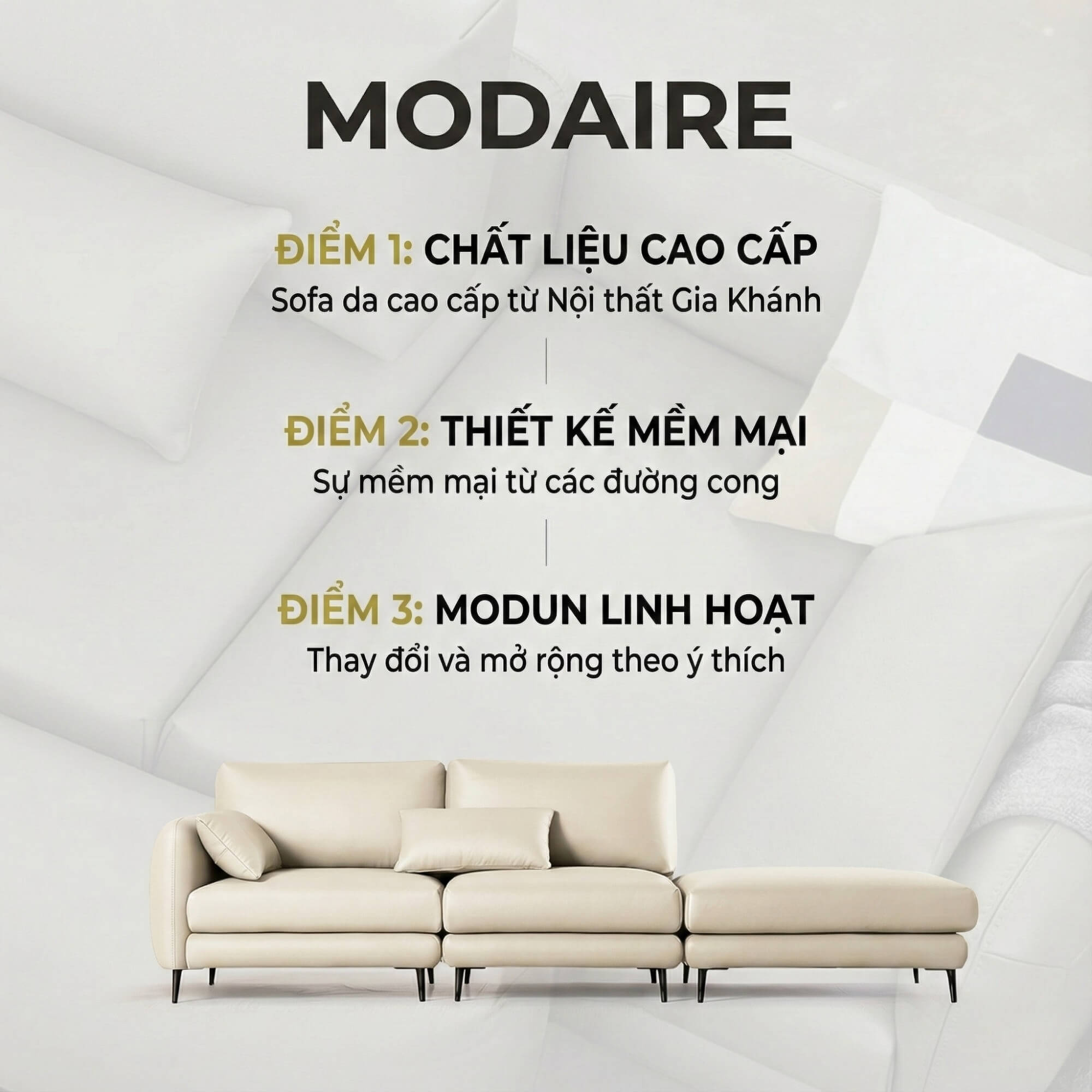 Sofa MODAIRE - Sofa Da Cao Cấp Dạng Mô-đun Linh Hoạt Hiện Đại