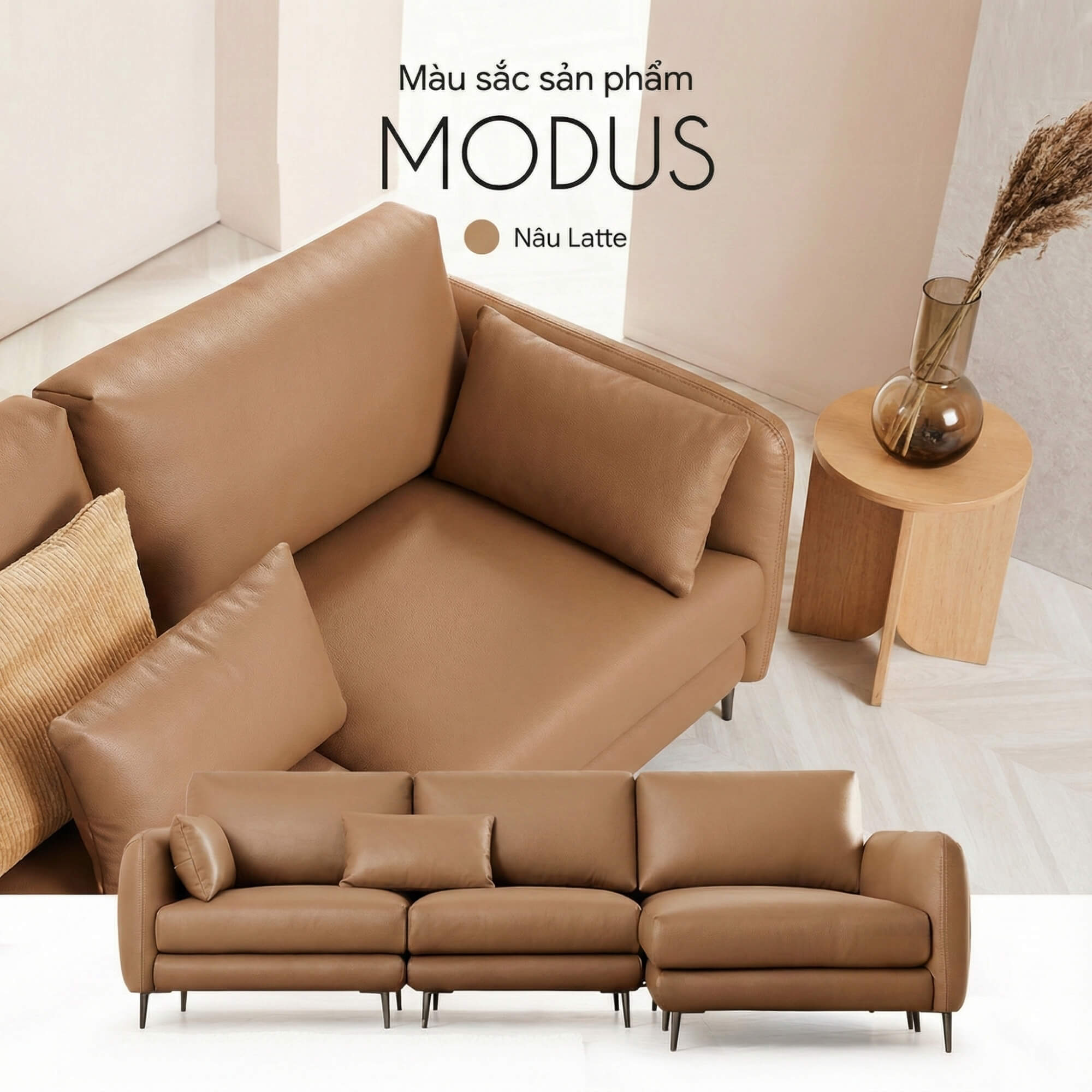 Sofa MODUS - Sofa Da Góc Chữ L Thiết Kế Module Thông Minh Và Linh Hoạt
