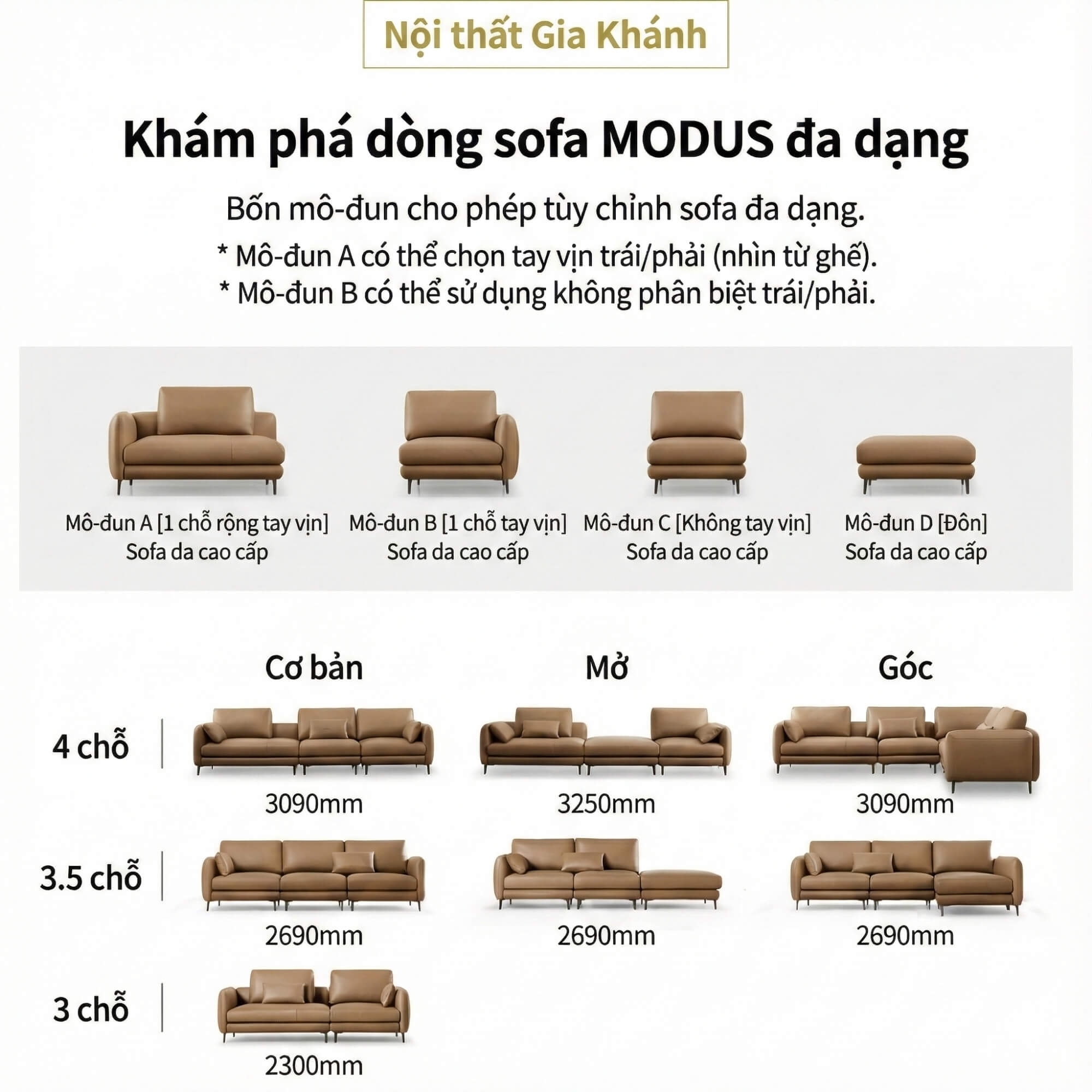 Sofa MODUS - Sofa Da Góc Chữ L Thiết Kế Module Thông Minh Và Linh Hoạt