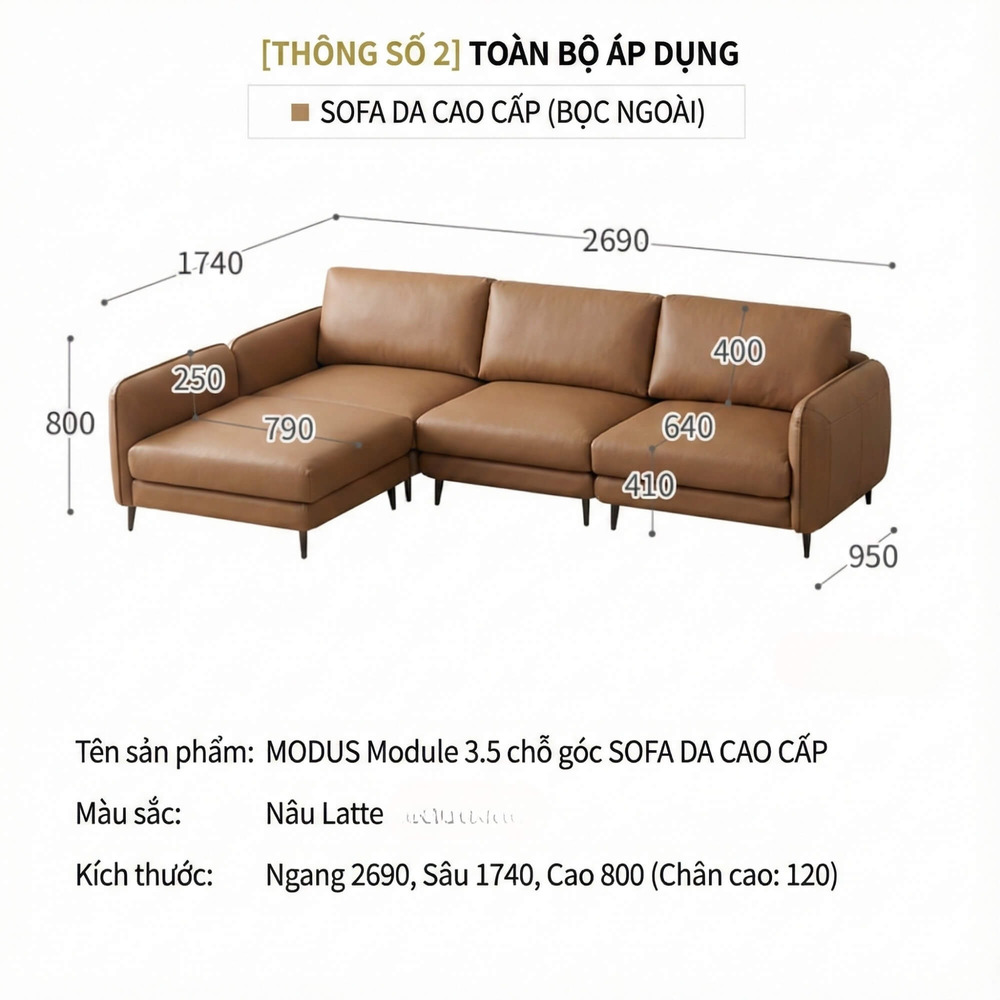 Sofa MODUS - Sofa Da Góc Chữ L Thiết Kế Module Thông Minh Và Linh Hoạt