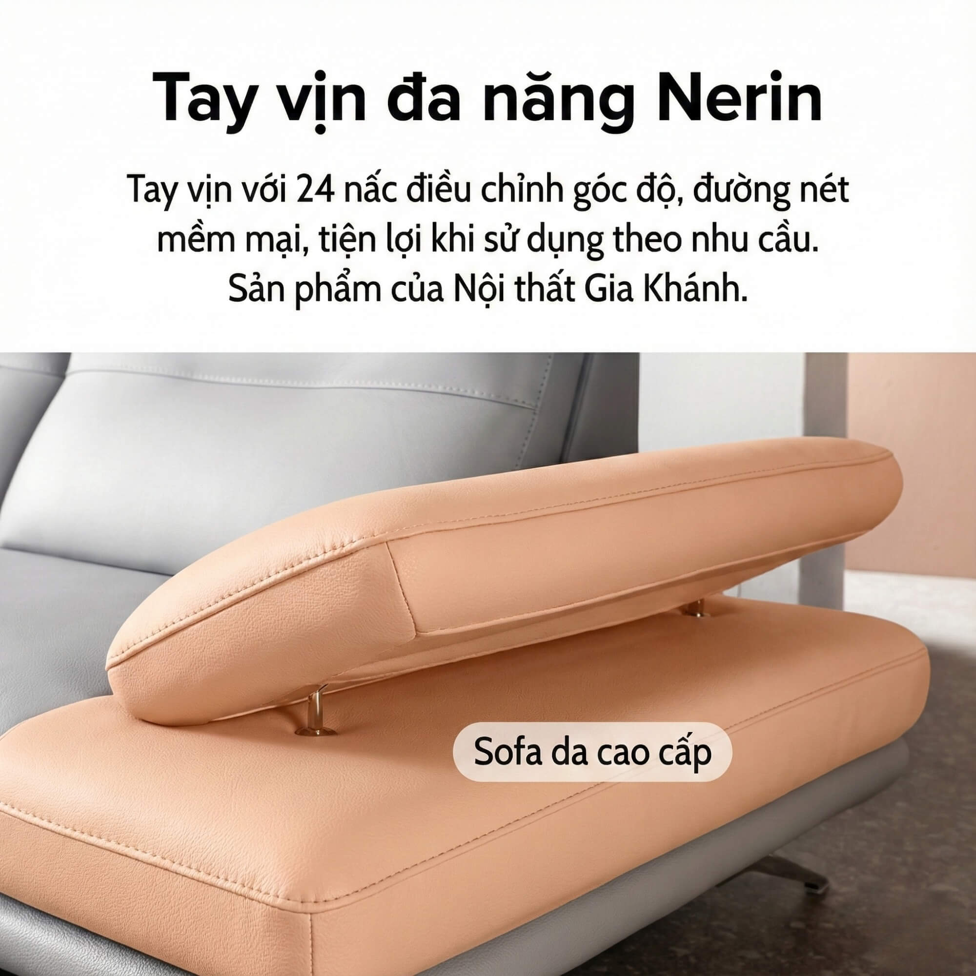 Sofa NERIN – Sofa Góc Bọc Da Cao Cấp Với Tựa Tay Vịn Điều Chỉnh Thông Minh 