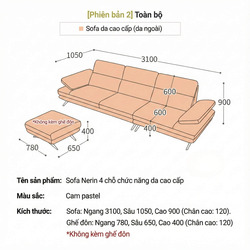 Sofa NERIN – Sofa Góc Bọc Da Cao Cấp Với Tựa Tay Vịn Điều Chỉnh Thông Minh