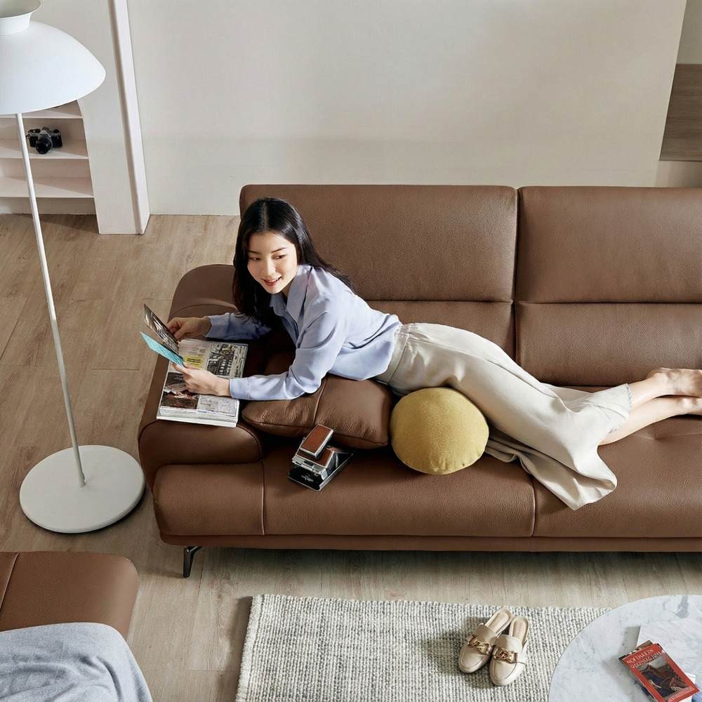 Sofa NESTEEN - Sofa Hiện Đại Bọc Da Cao Cấp Thiết Kế Tay Tròn Độc Đáo