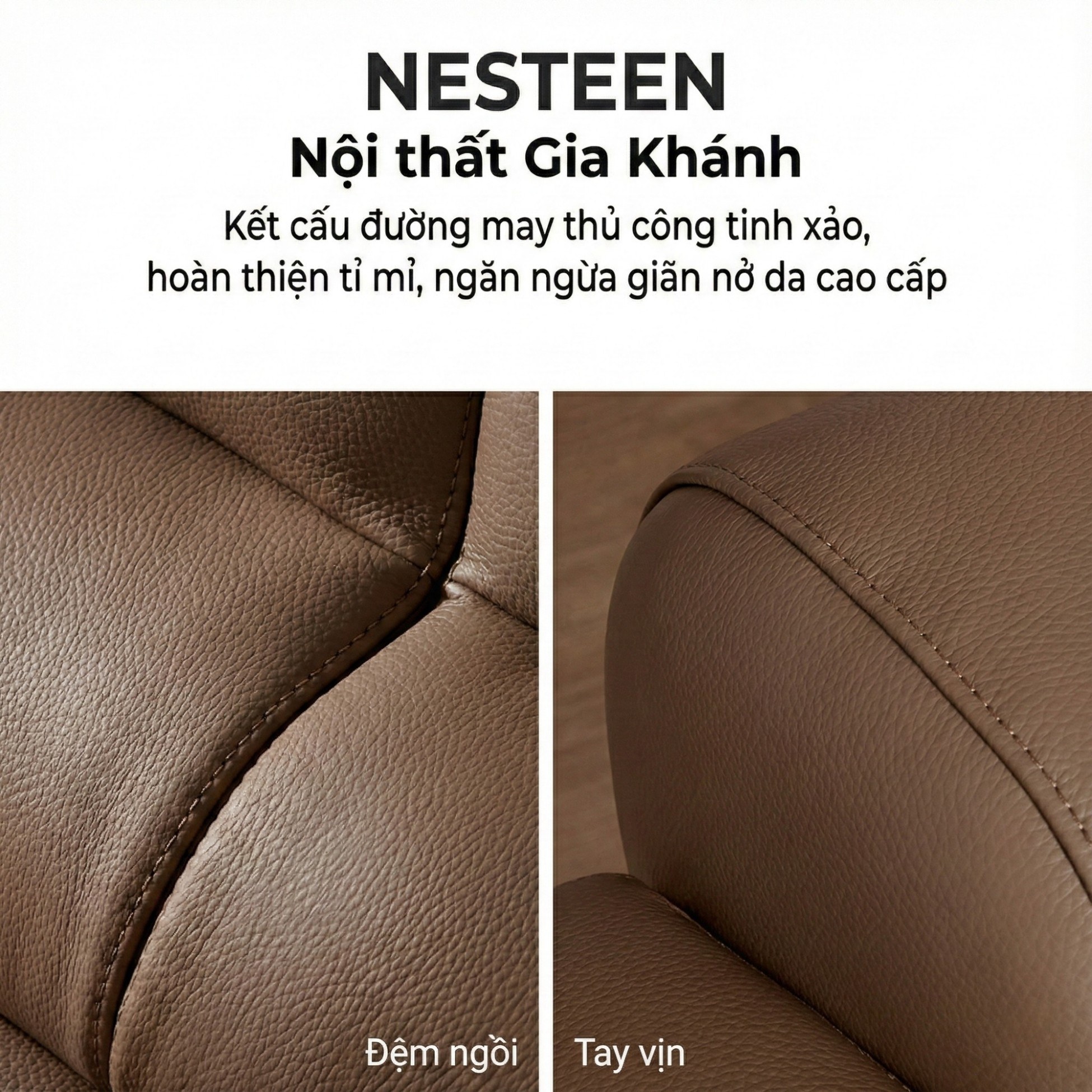 Sofa NESTEEN - Sofa Hiện Đại Bọc Da Cao Cấp Thiết Kế Tay Tròn Độc Đáo 