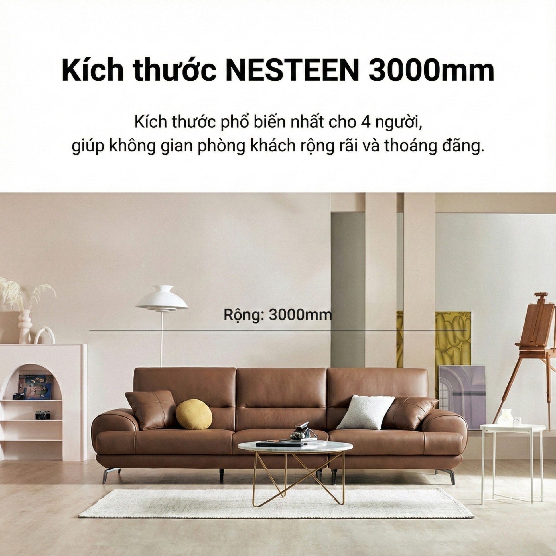 Sofa NESTEEN - Sofa Hiện Đại Bọc Da Cao Cấp Thiết Kế Tay Tròn Độc Đáo 