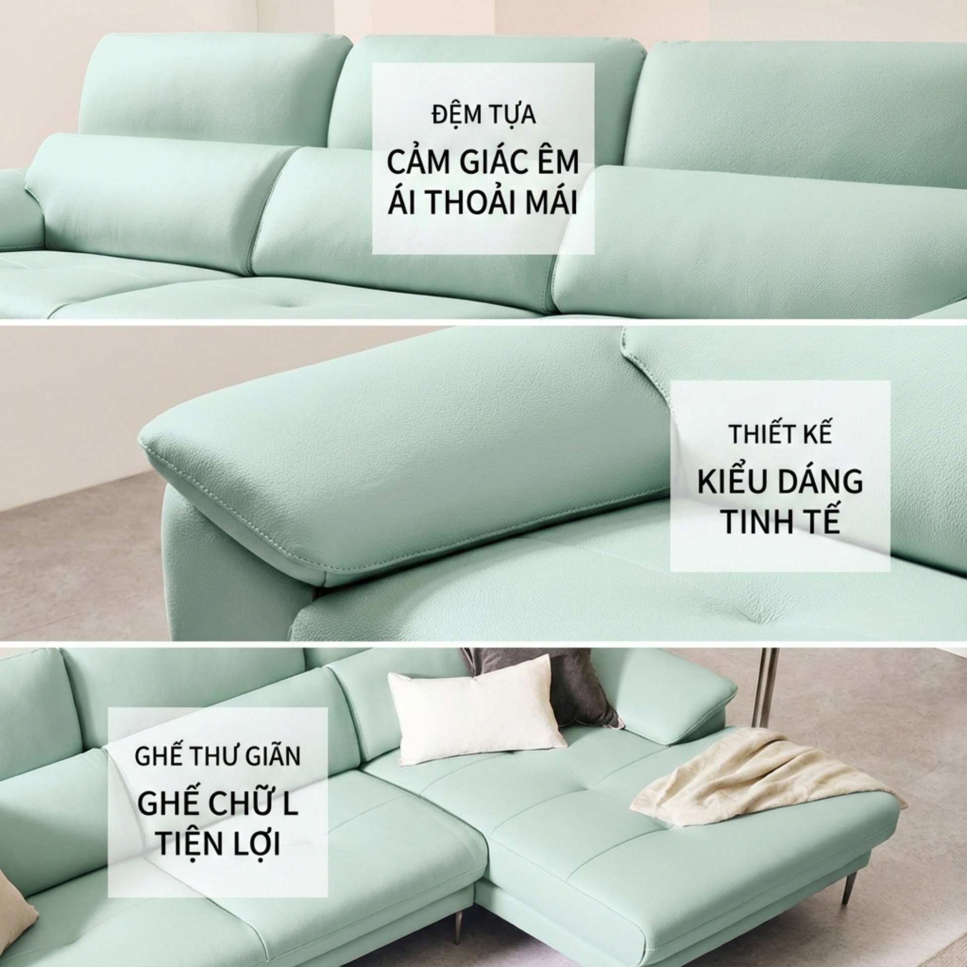 Sofa PRIMERO – Sofa Da Cao Cấp Chữ L Hiện Đại Tựa Đầu Điều Chỉnh 