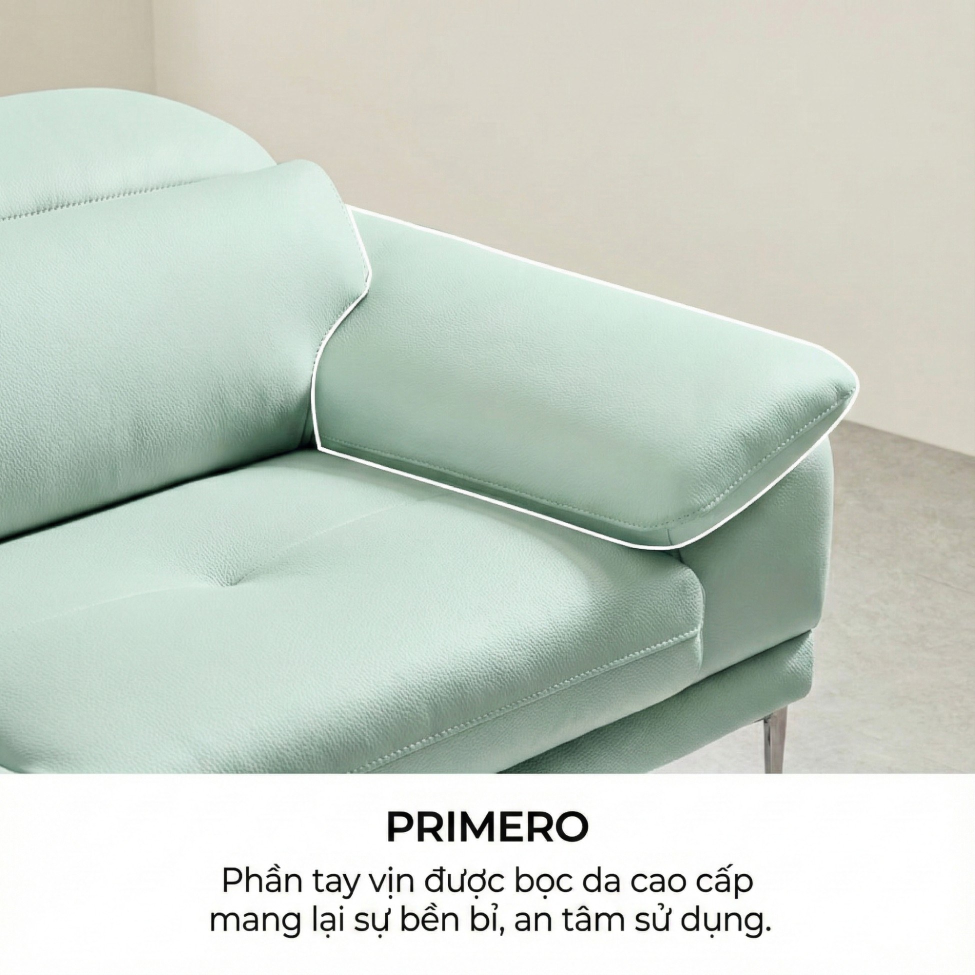 Sofa PRIMERO – Sofa Da Cao Cấp Chữ L Hiện Đại Tựa Đầu Điều Chỉnh 