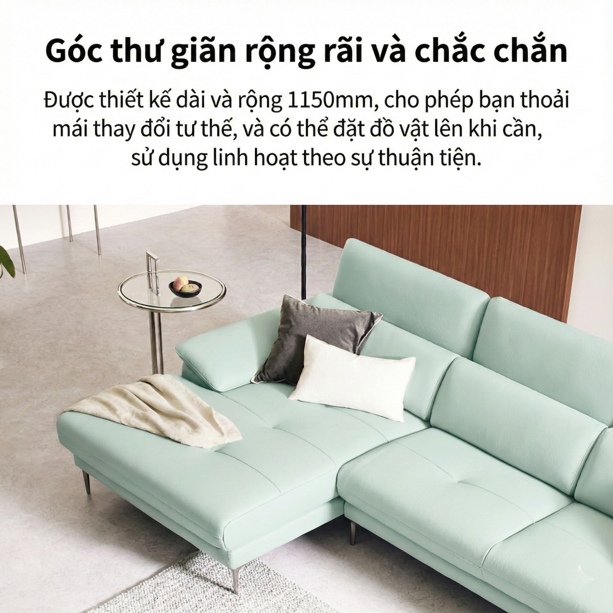 Sofa PRIMERO – Sofa Da Cao Cấp Chữ L Hiện Đại Tựa Đầu Điều Chỉnh 