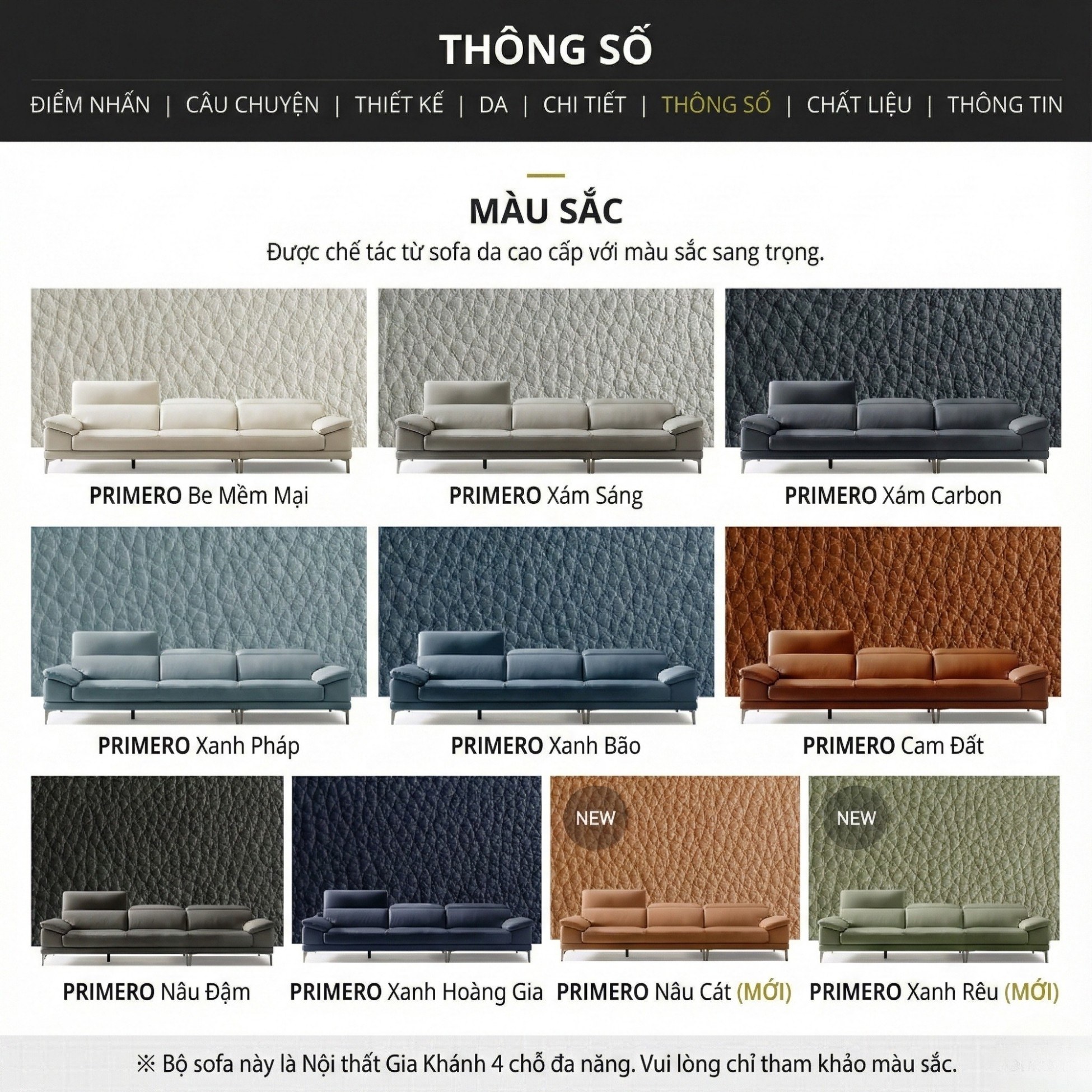 Sofa PRIMERO – Sofa Da Cao Cấp Chữ L Hiện Đại Tựa Đầu Điều Chỉnh 