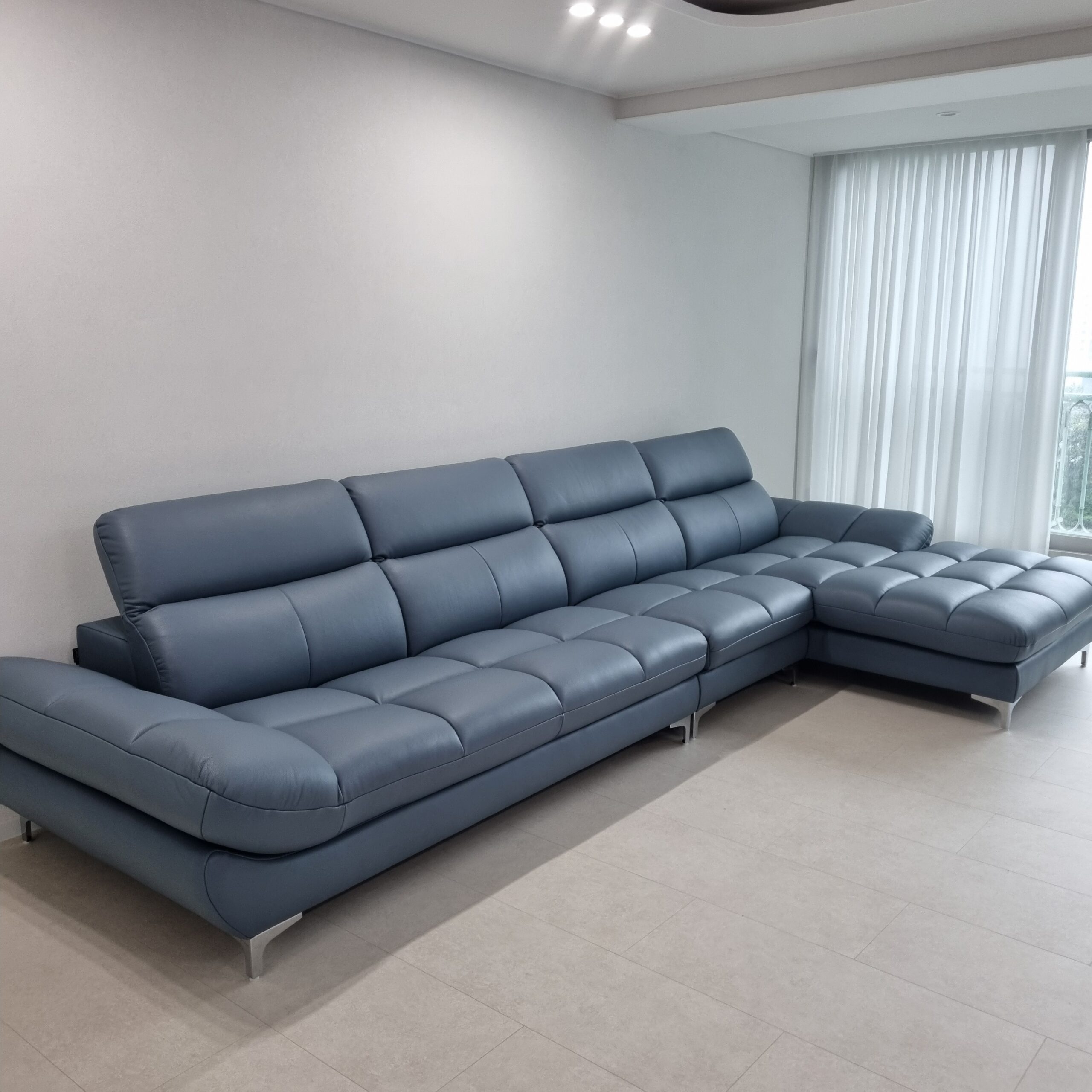 Sofa STADIA - Sofa Góc Bọc Da Thiết Kế Tựa Đầu Thông Minh