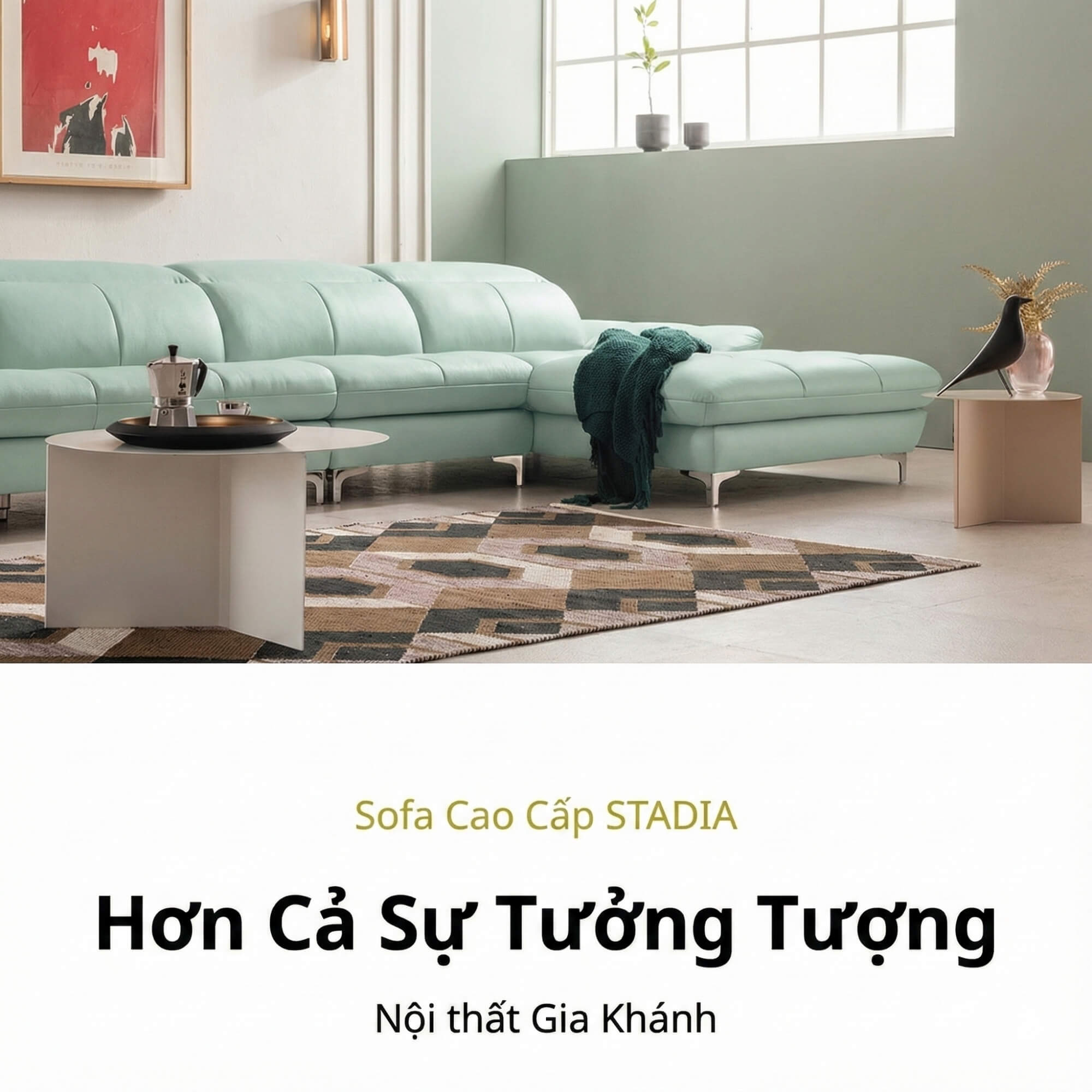 Sofa STADIA - Sofa Góc Bọc Da Thiết Kế Tựa Đầu Thông Minh