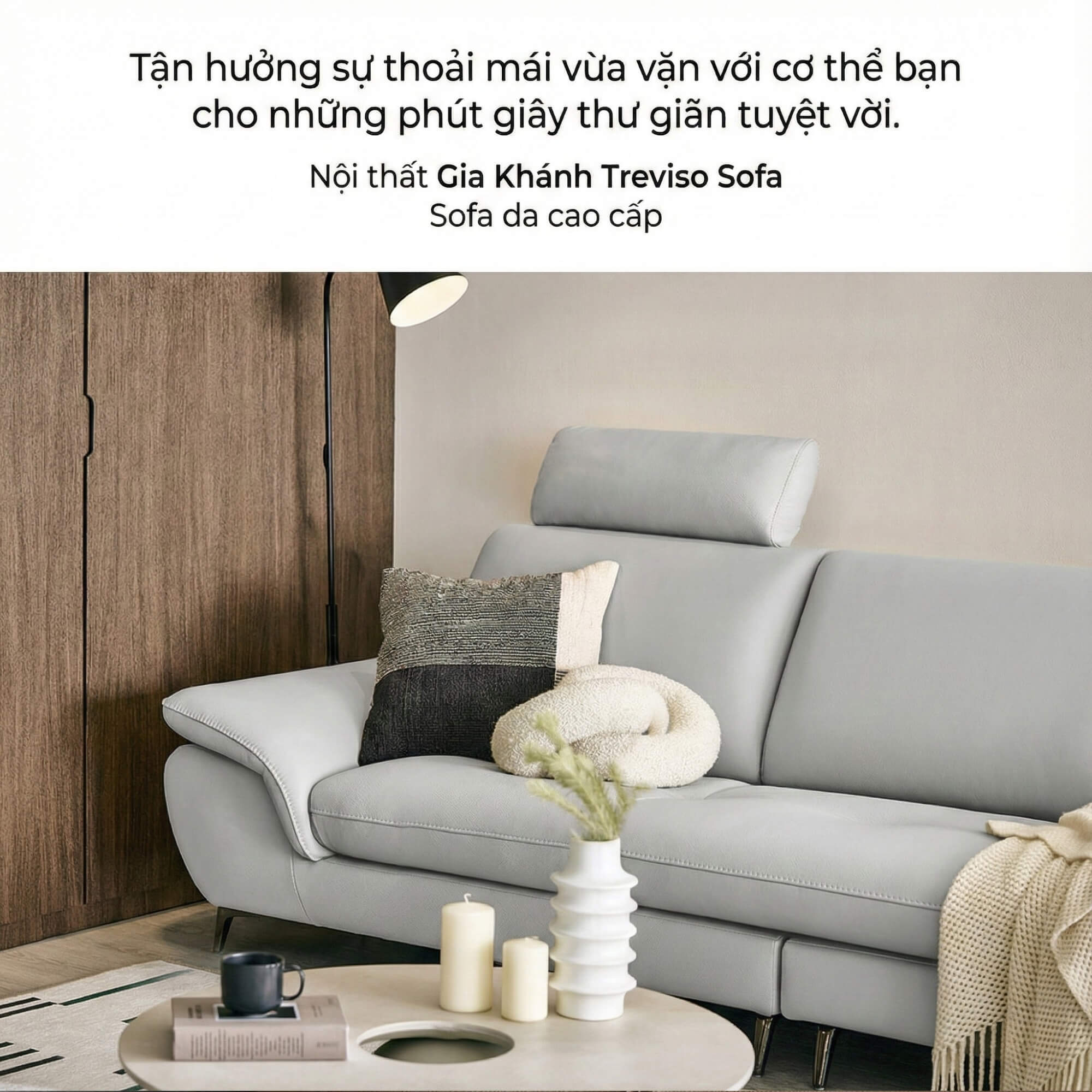 Sofa TREVISO - Sofa Băng Dáng Thuyền Trẻ Trung Cho Phòng Khách Chung Cư