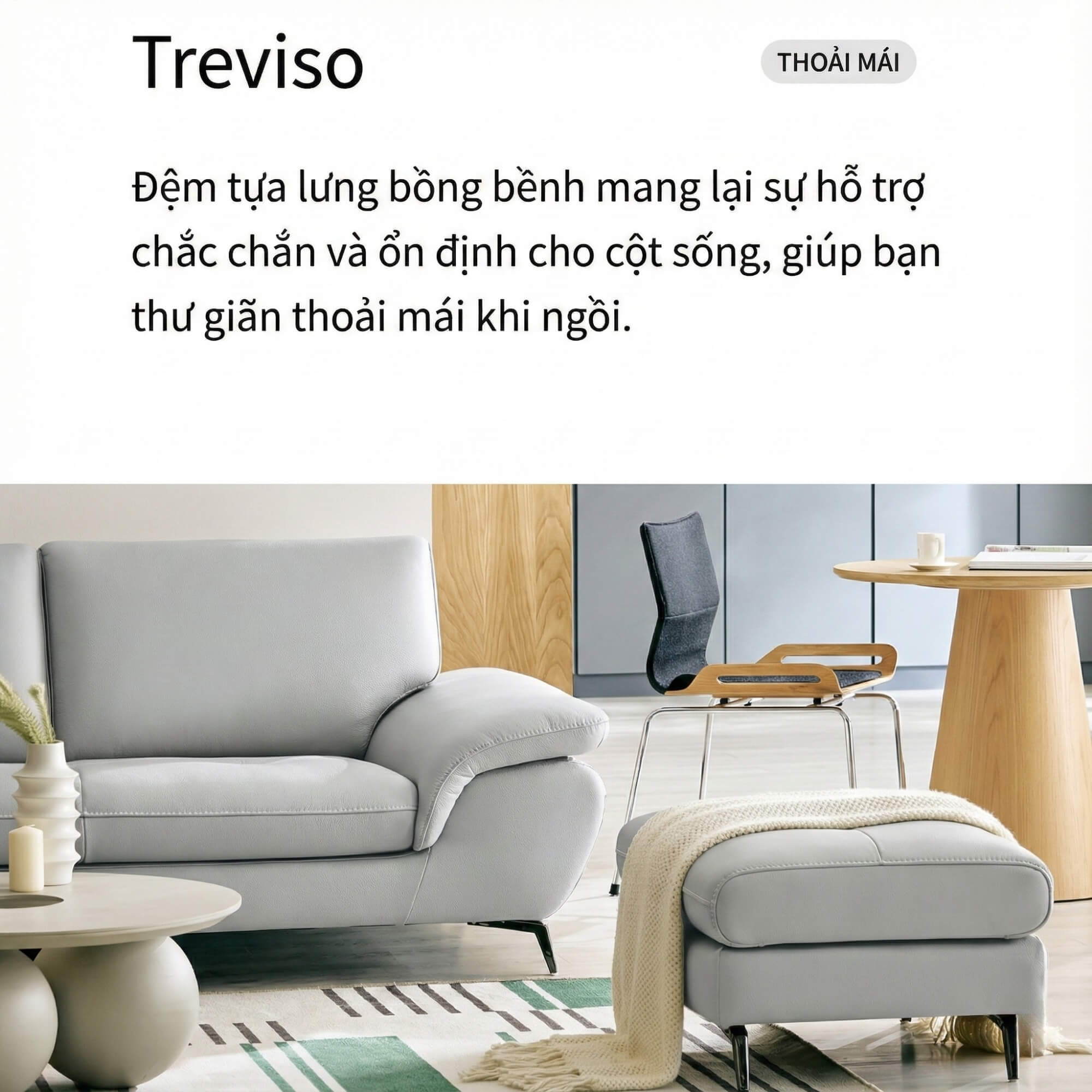 Sofa TREVISO - Sofa Băng Dáng Thuyền Trẻ Trung Cho Phòng Khách Chung Cư