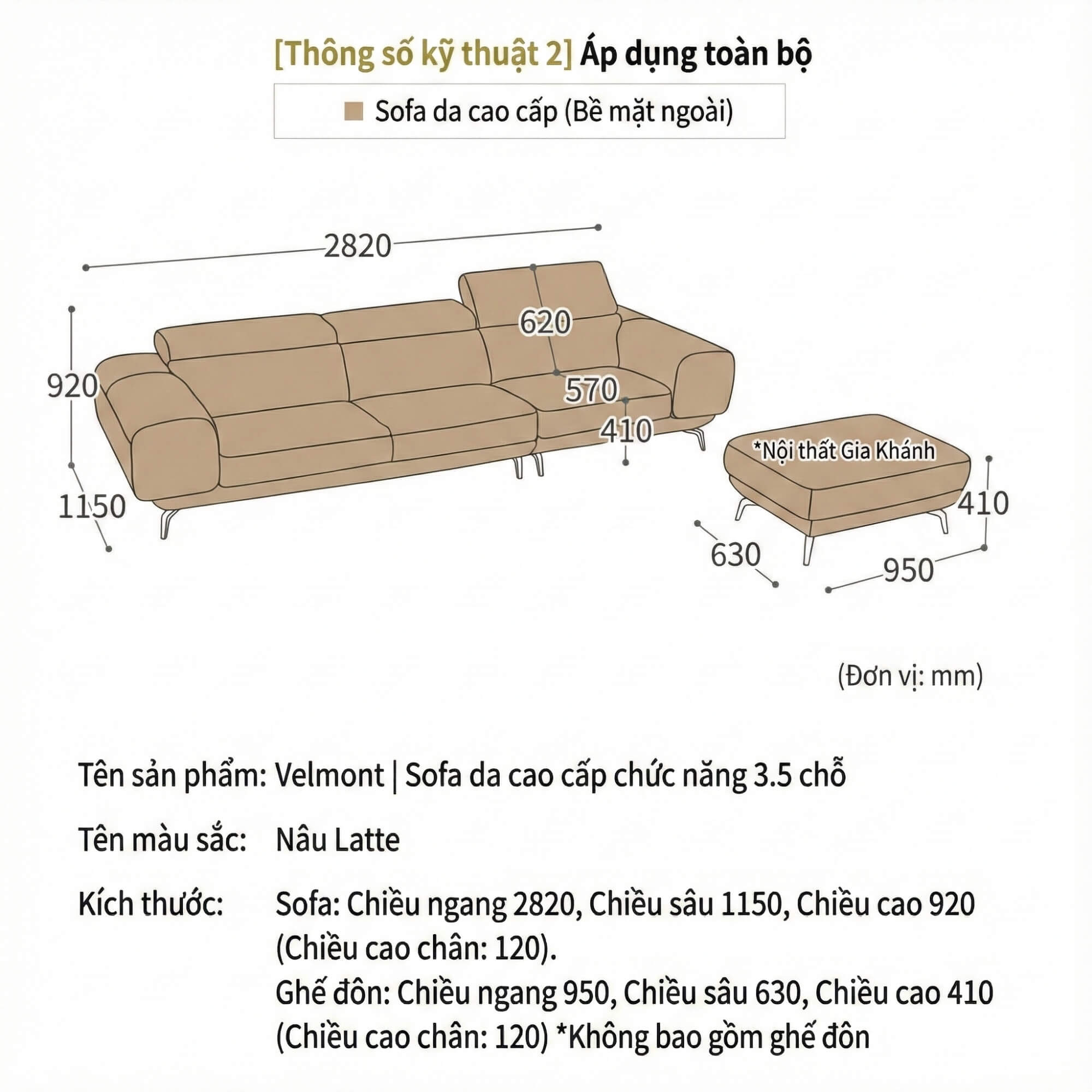 Sofa VERMONT - Sofa Băng Ấm Áp Thư Giãn Với Tựa Đầu Thông Minh