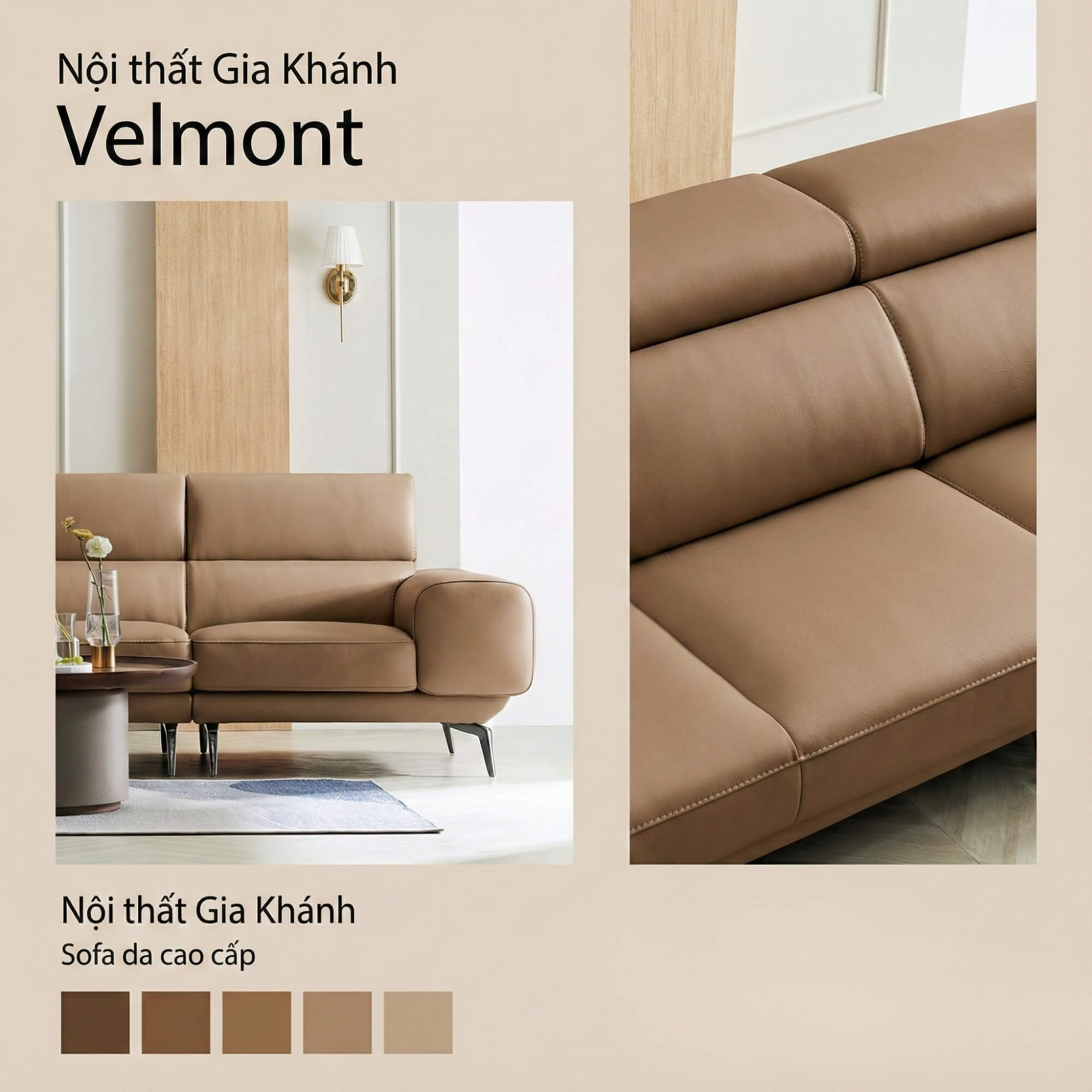 Sofa VERMONT - Sofa Băng Ấm Áp Thư Giãn Với Tựa Đầu Thông Minh
