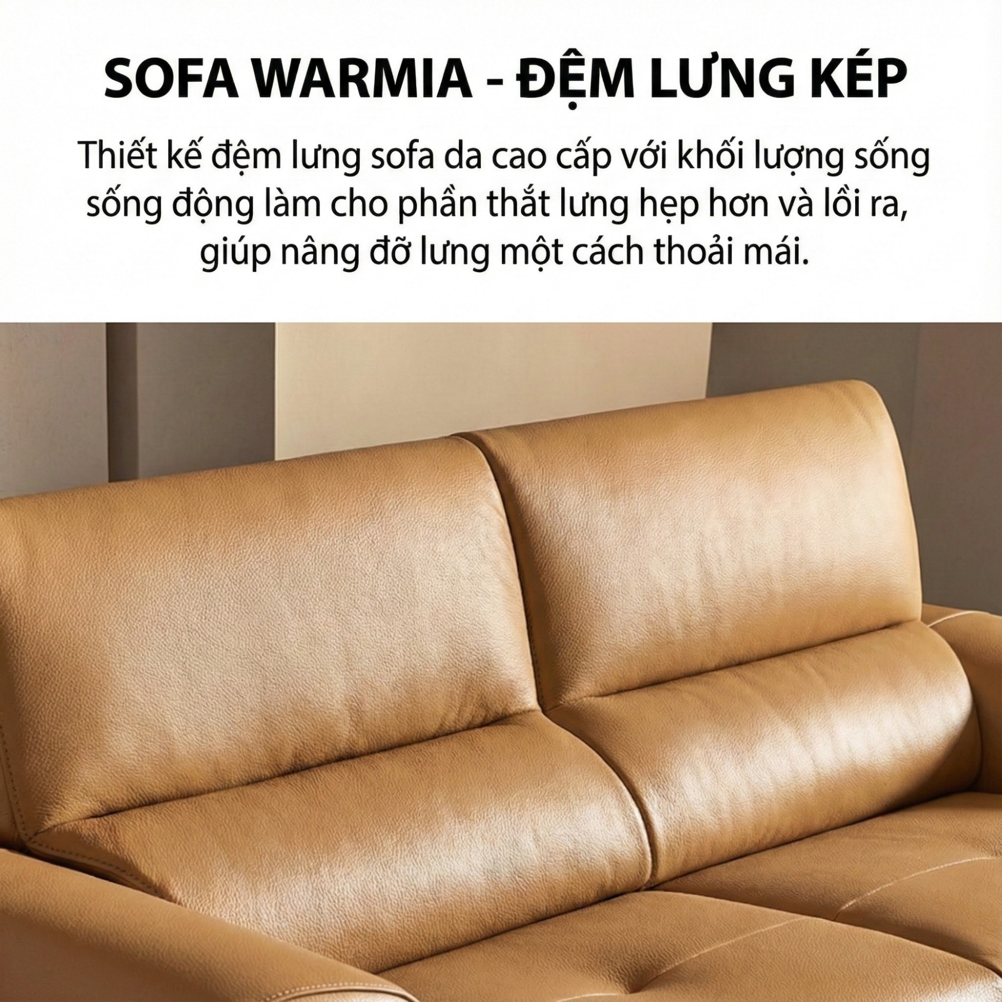 Sofa WARMIA – Sofa Da Cao Cấp Thiết kế Hiện Đại Tinh Tế Cho Phòng Khách Sang Trọng