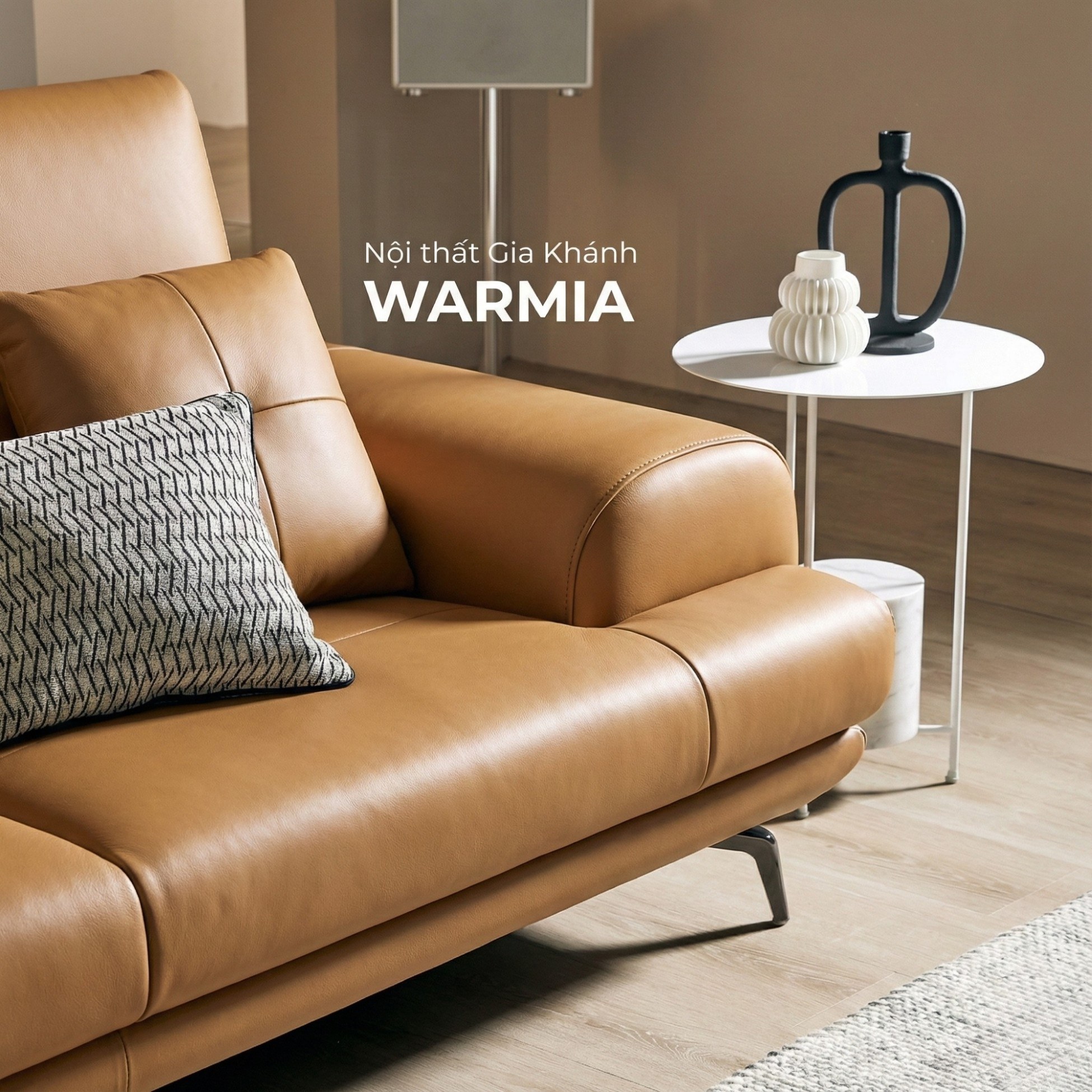 Sofa WARMIA – Sofa Da Cao Cấp Thiết kế Hiện Đại Tinh Tế Cho Phòng Khách Sang Trọng