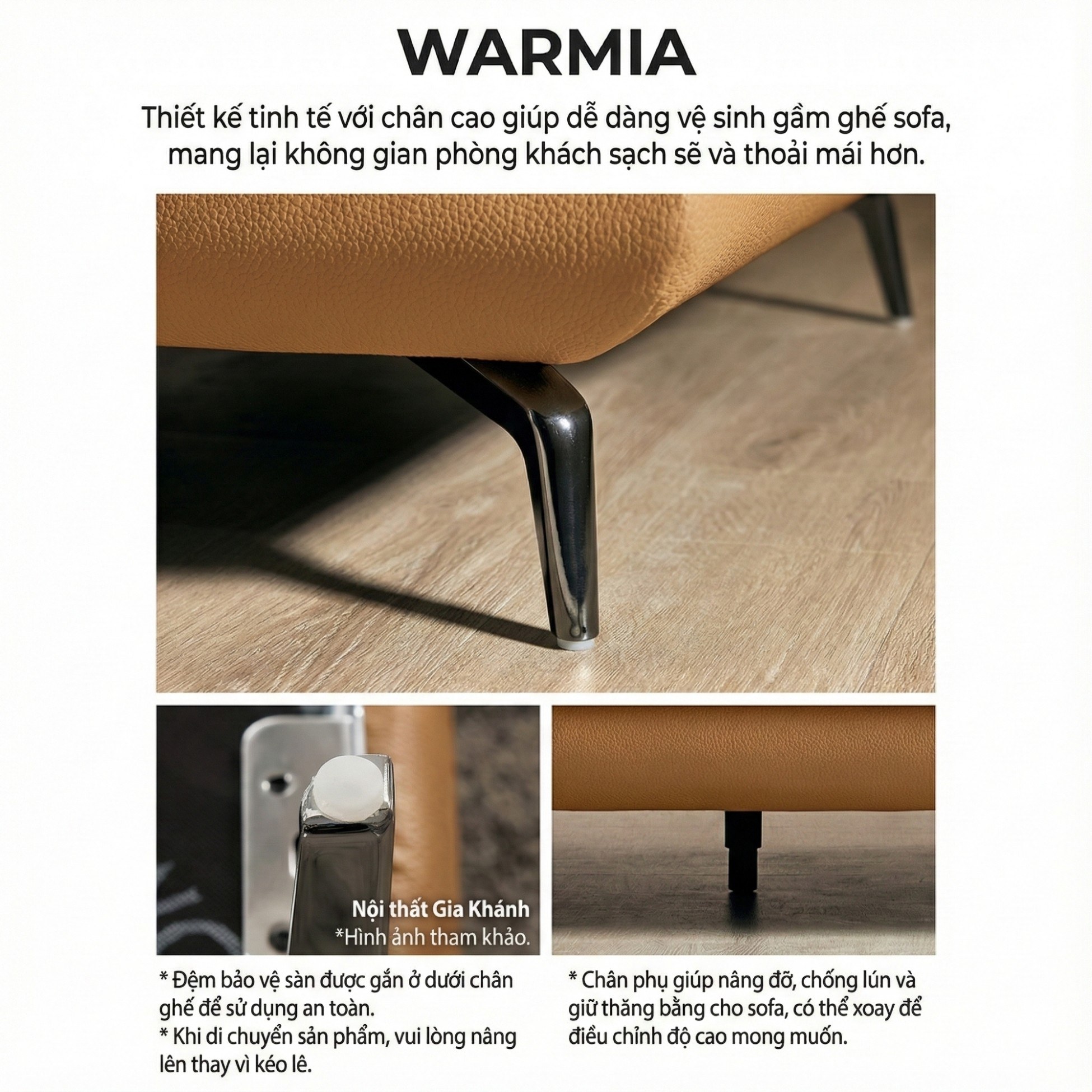 Sofa WARMIA – Sofa Da Cao Cấp Thiết kế Hiện Đại Tinh Tế Cho Phòng Khách Sang Trọng